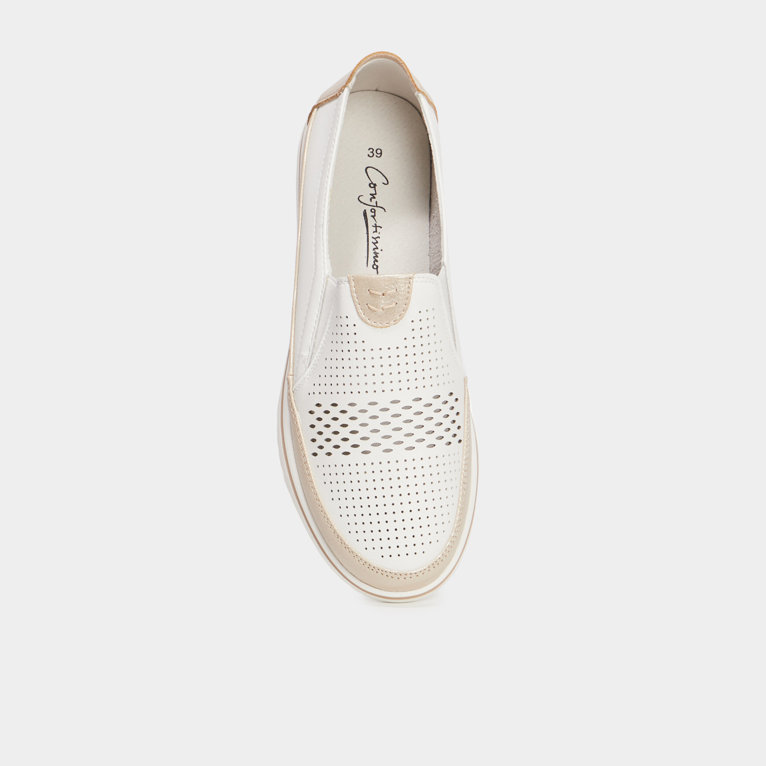 Mocassins pied large Confortissimo blanc femme