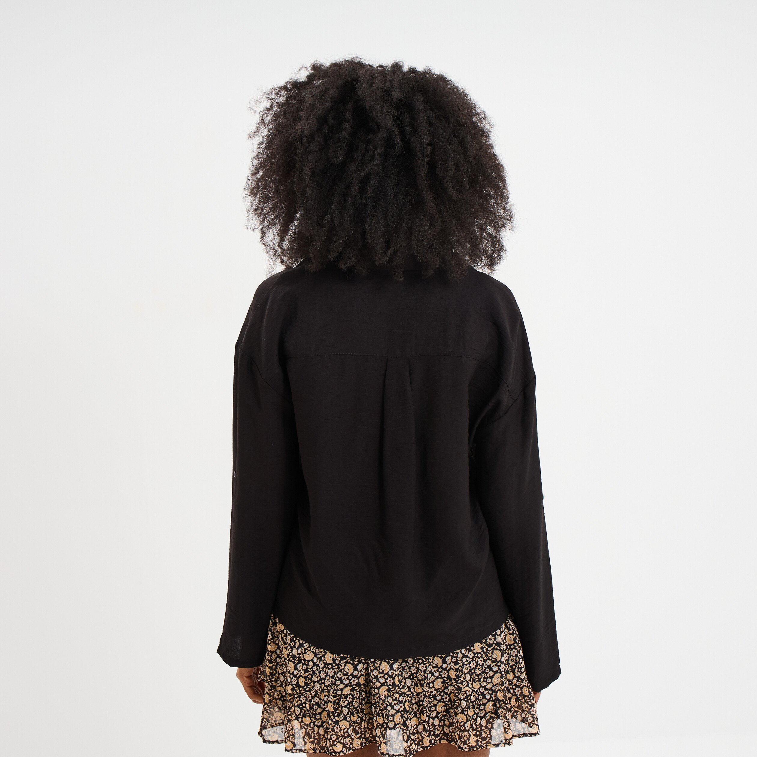 chemise manches retroussables noir femme Chemise manches retroussables noir femme