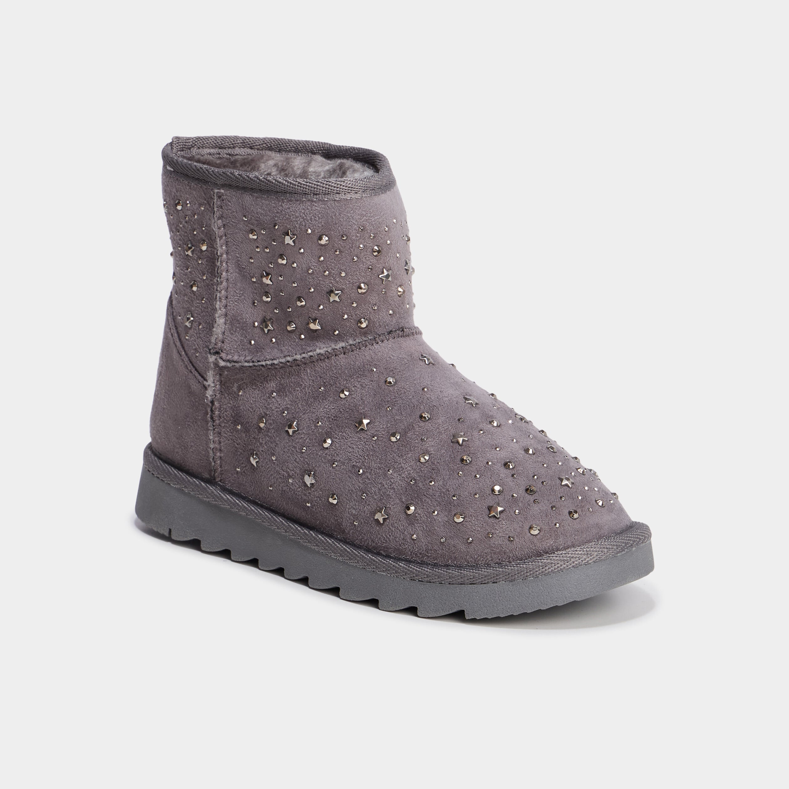 Boots fourr&eacute;es &agrave; clous gris fille