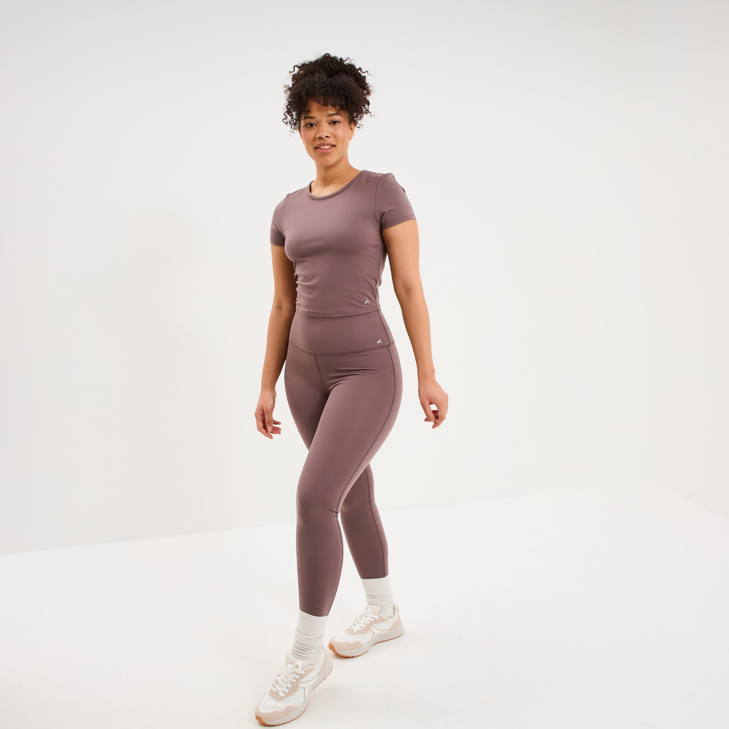 Legging de sport taille haute mauve femme