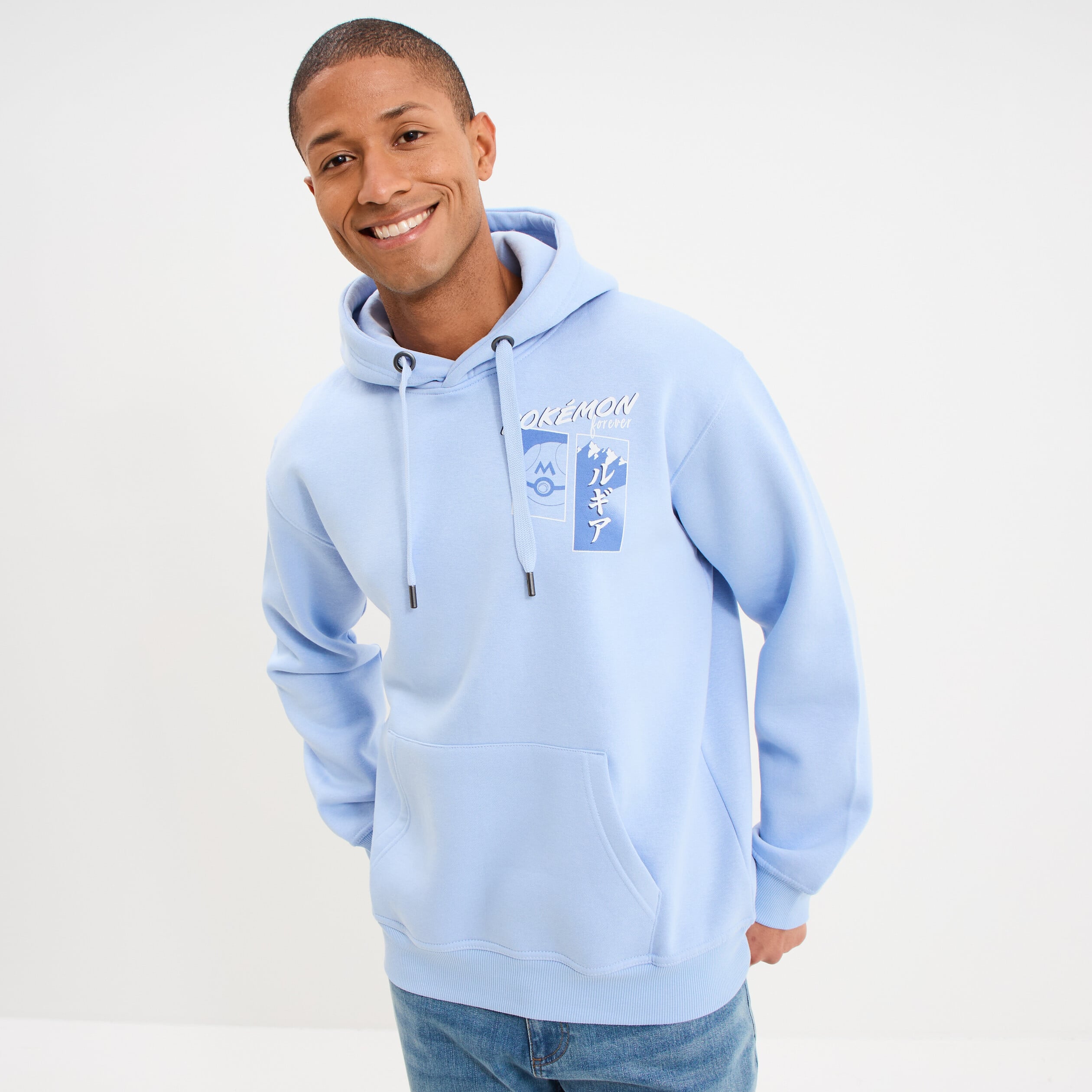 Sweat hoodie molleton 1 poche Pok&eacute;mon bleu homme