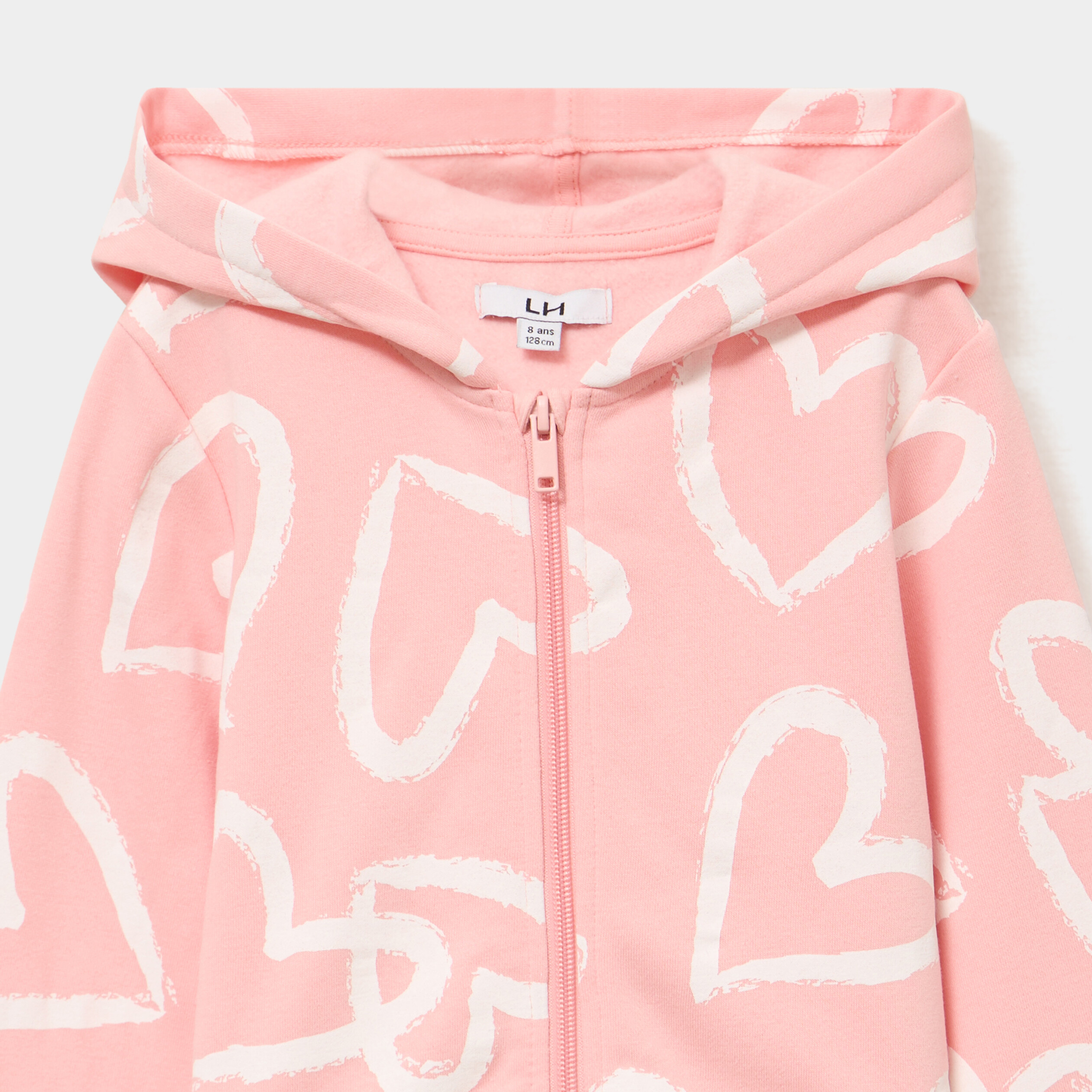 Sweat zipp&eacute; &agrave; capuche orange fille