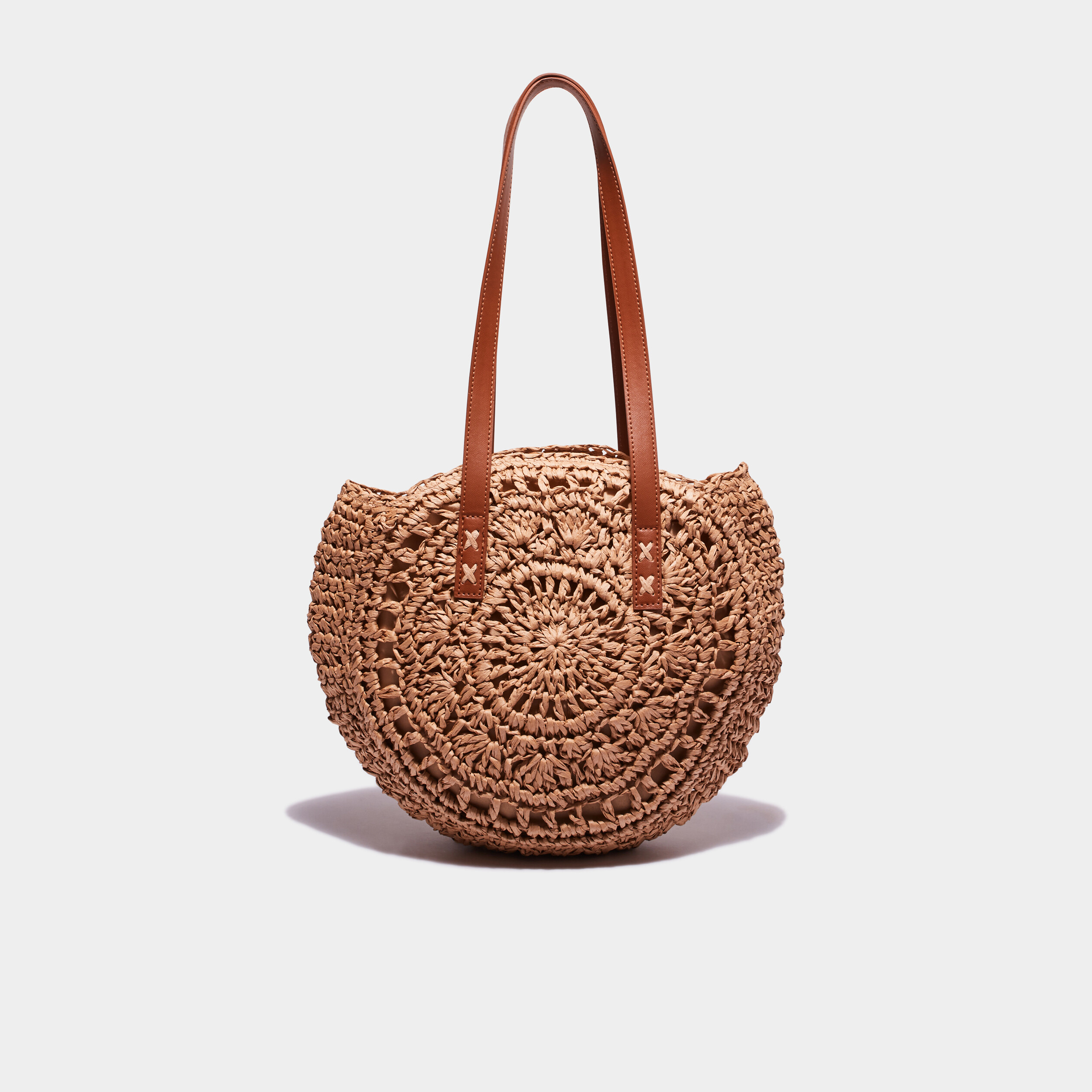 sac a main rond paille tressee sable femme Sac à main rond paille tressée sable femme