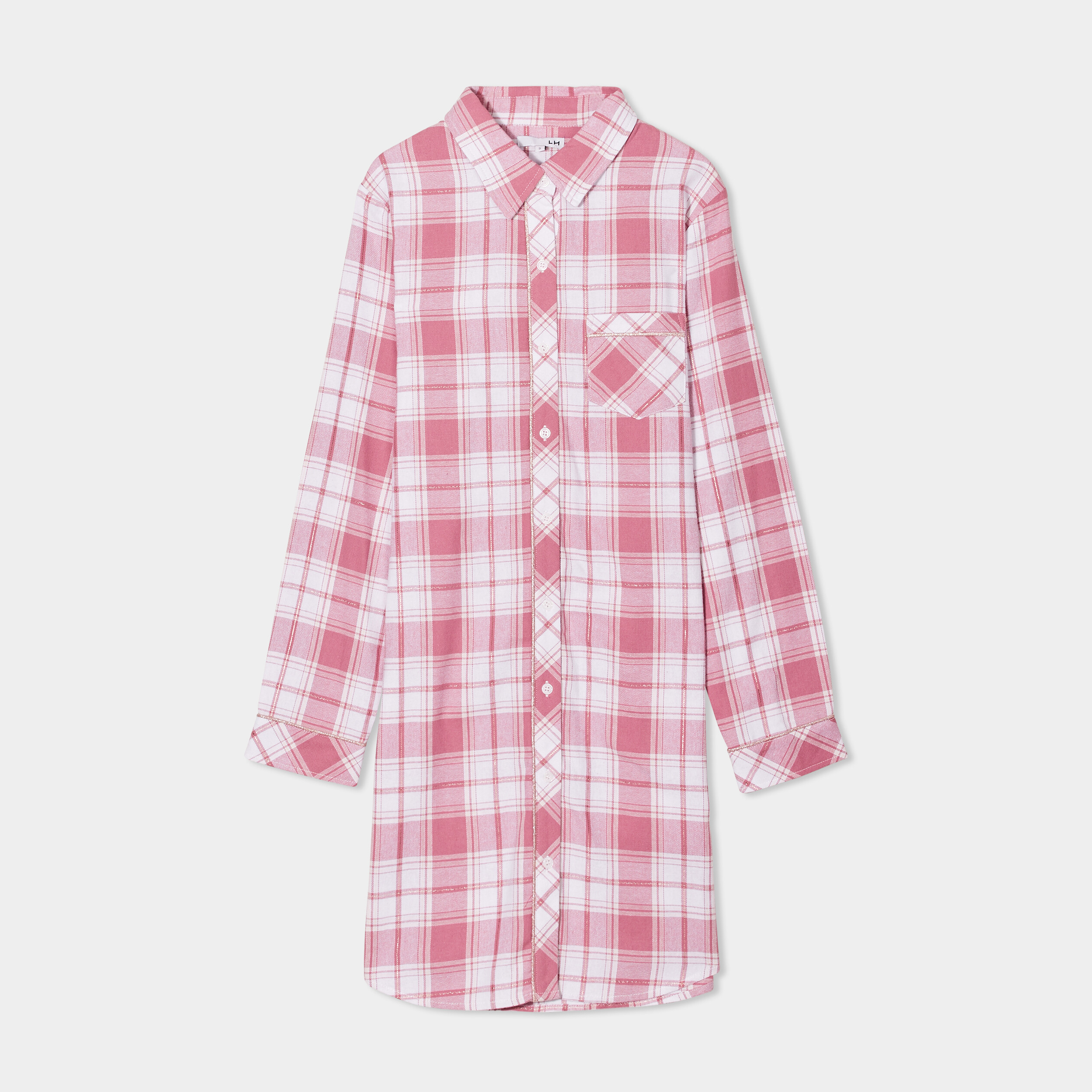 chemise de nuit droite boutonnee rose femme Chemise de nuit droite boutonnée rose femme
