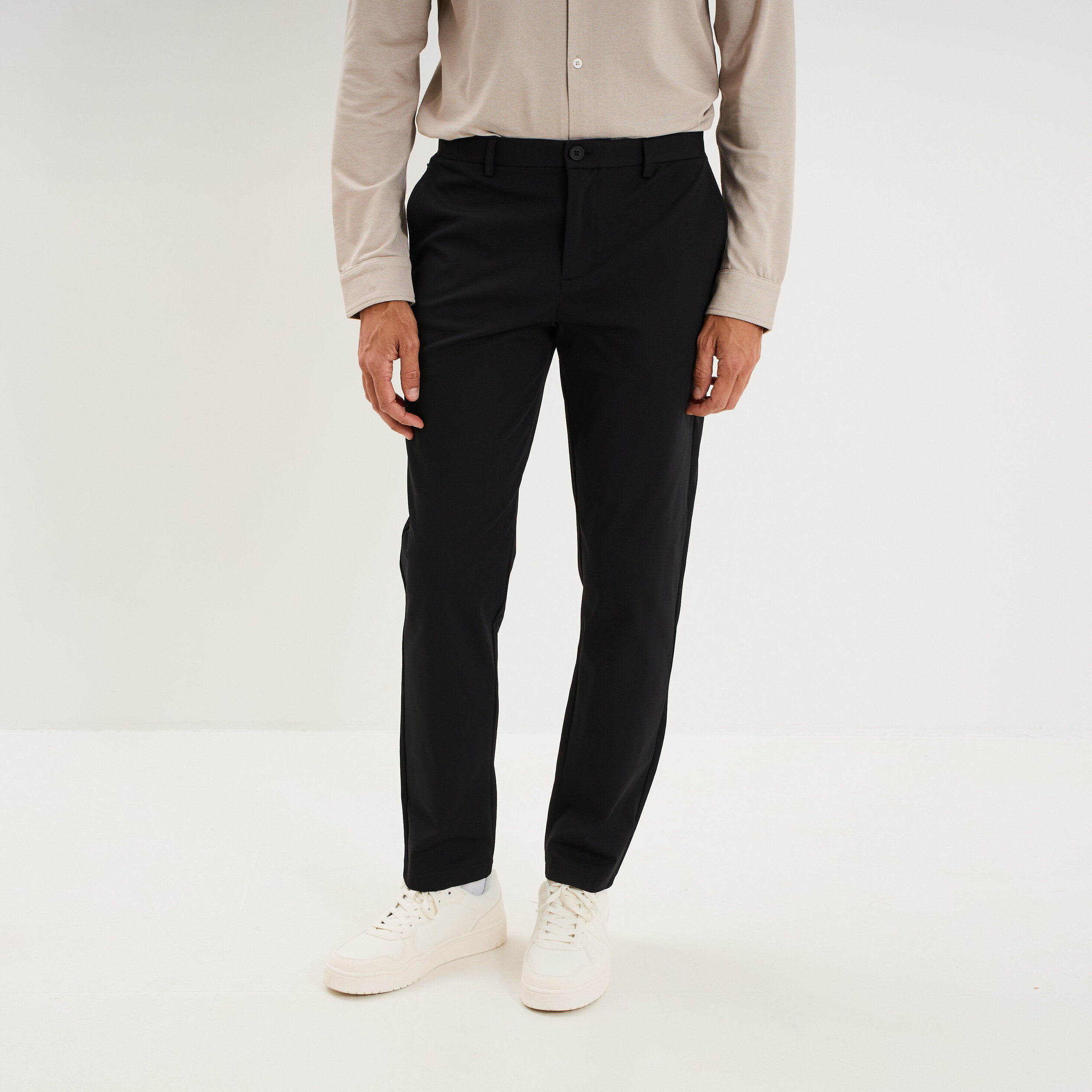 Pantalon chino slim sans repassage noir homme
