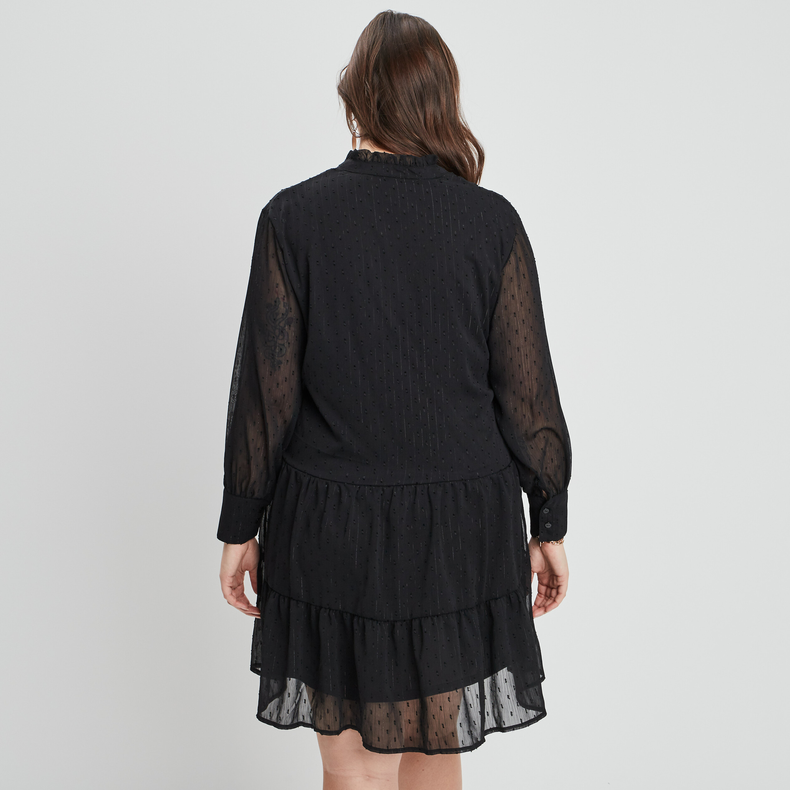 robe courte droite plumetis noir femmegt Robe courte droite plumetis noir femme grande taille