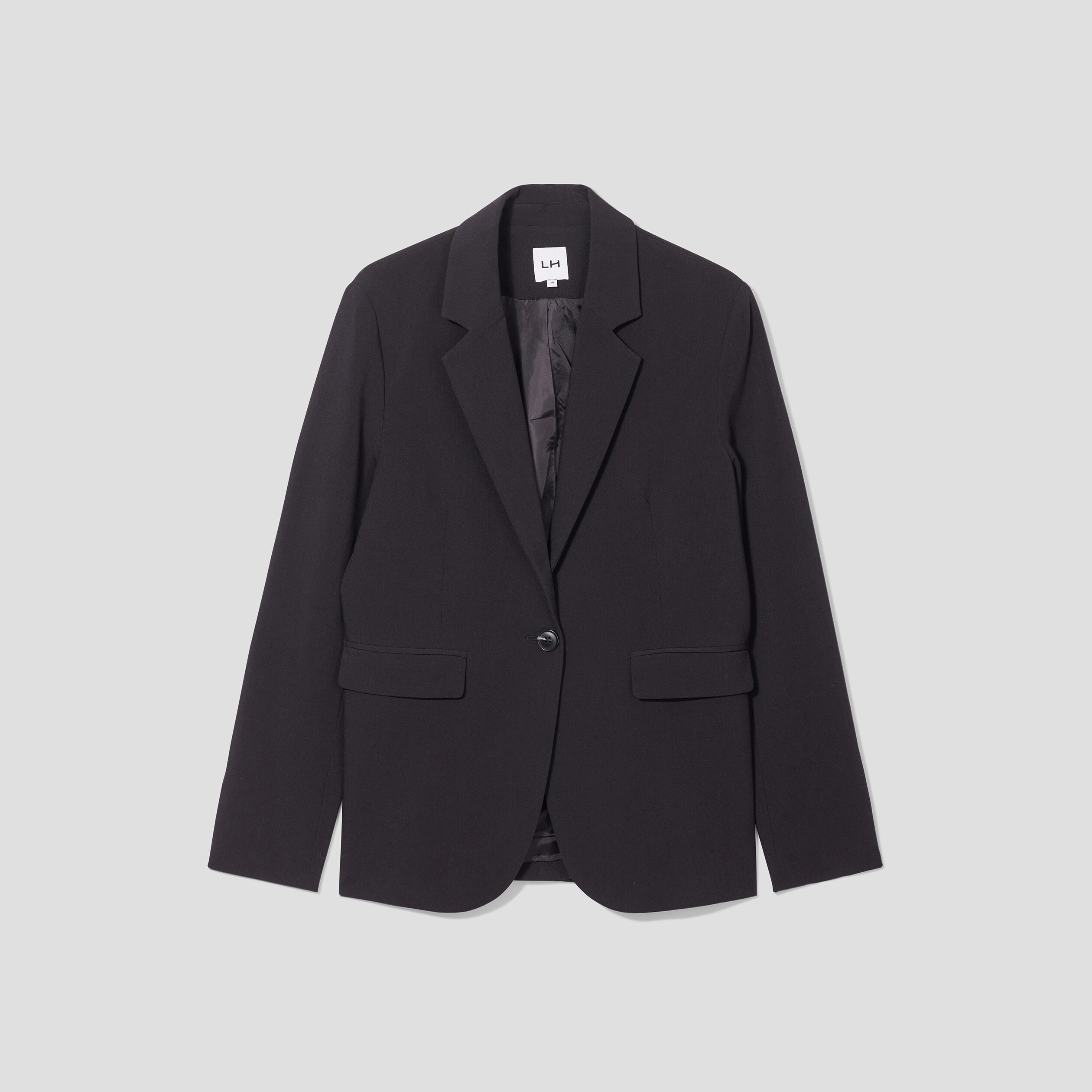 Veste droite boutonnée manches longues noir femme