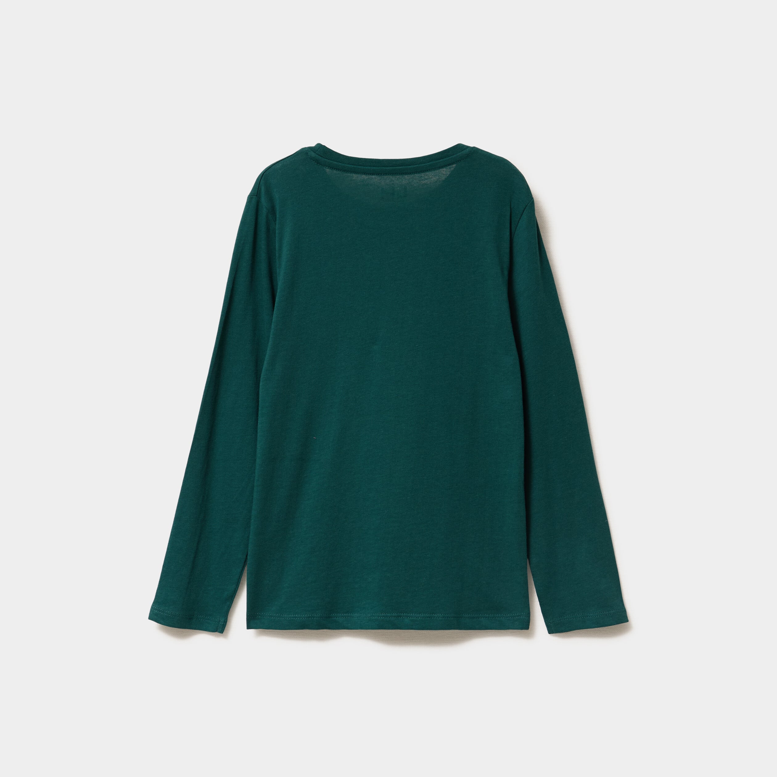 T-shirt de No&euml;l manches longues coton vert fonc&eacute; gar&ccedil;on