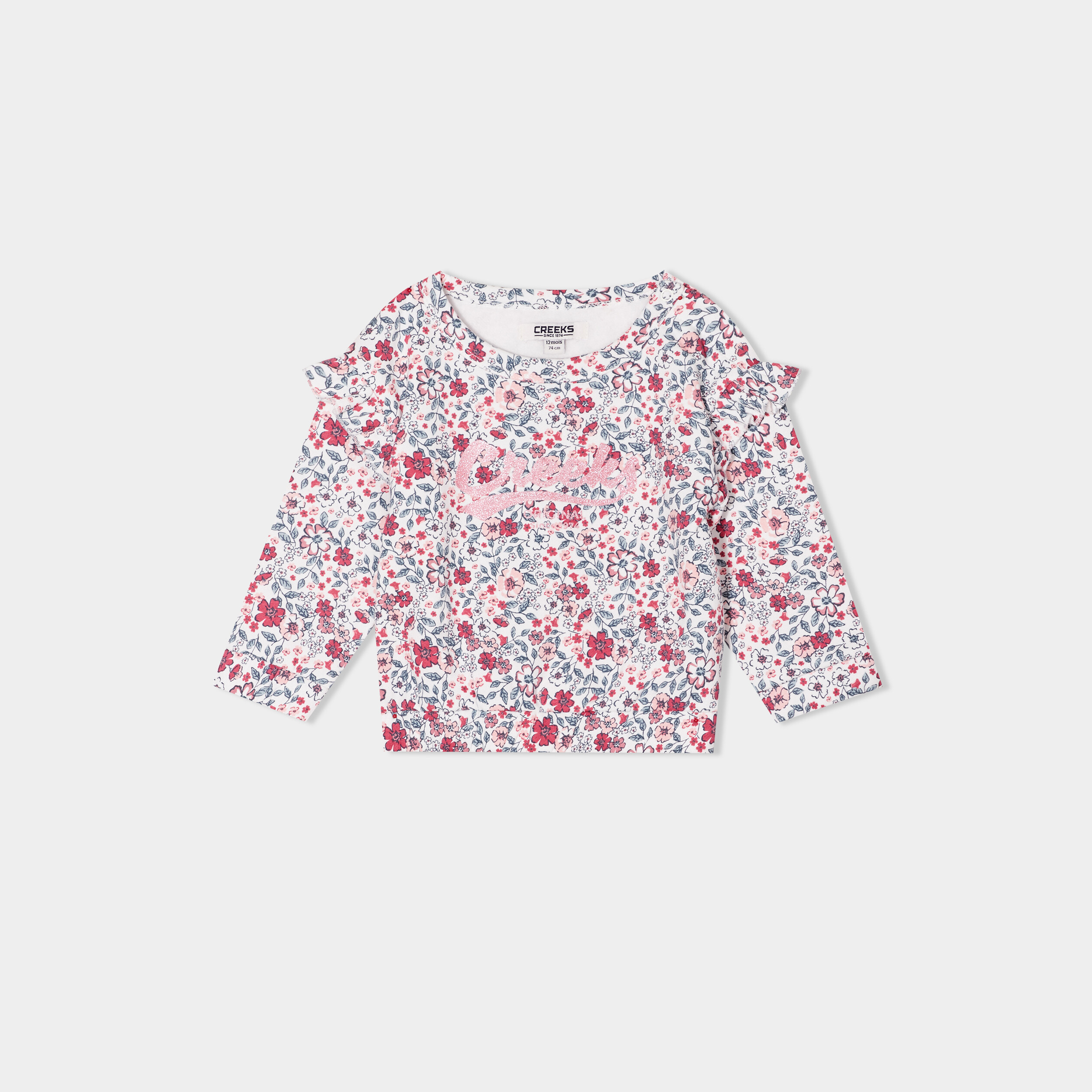 sweat epaules a volants creeks ecru bebef Sweat épaules à volants Creeks ecru bébé fille