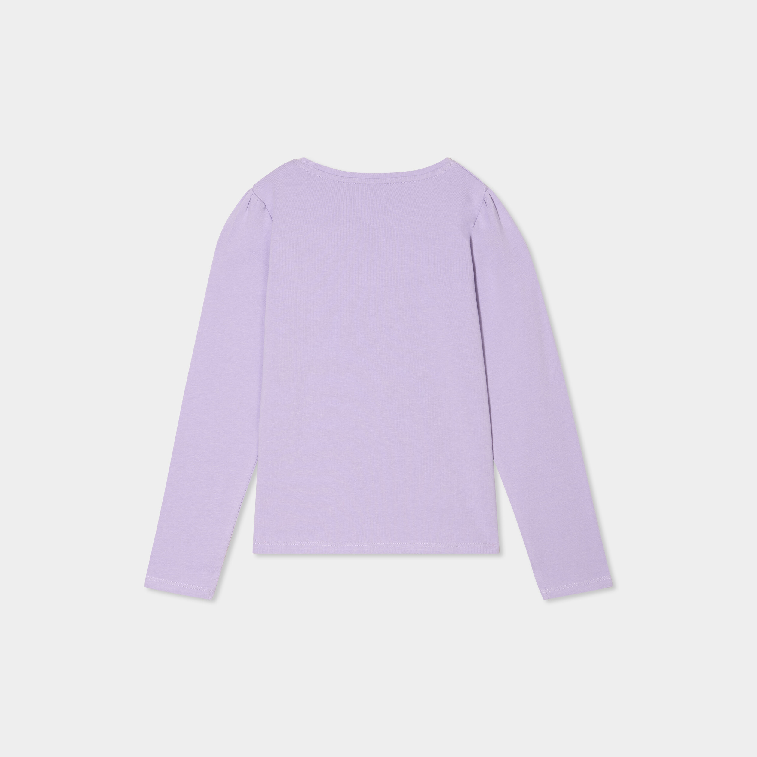 t shirt coton manches longues a fronces mauve fille T-shirt coton manches longues à fronces mauve fille
