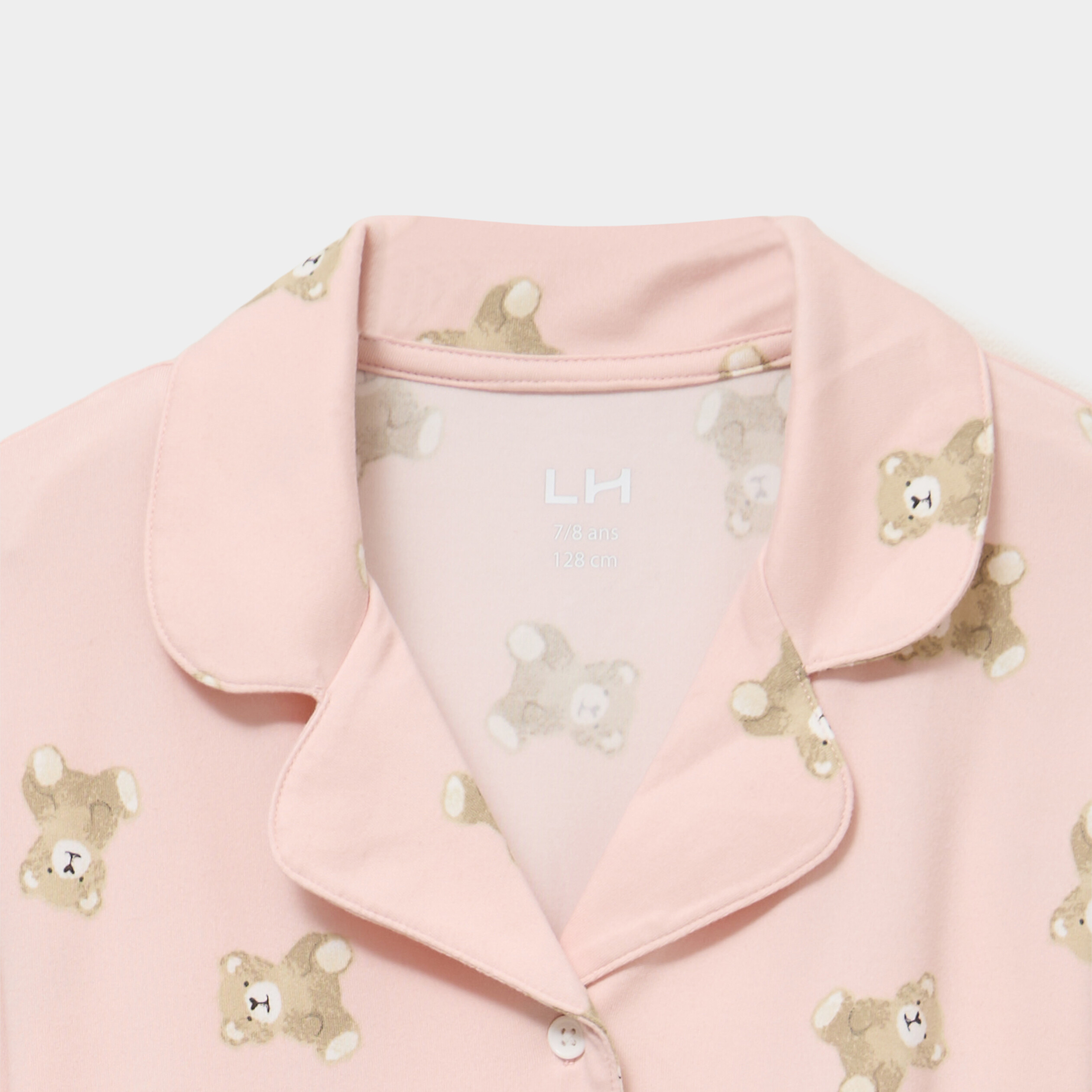 Ensemble pyjama chemise et pantalon vieux rose fille