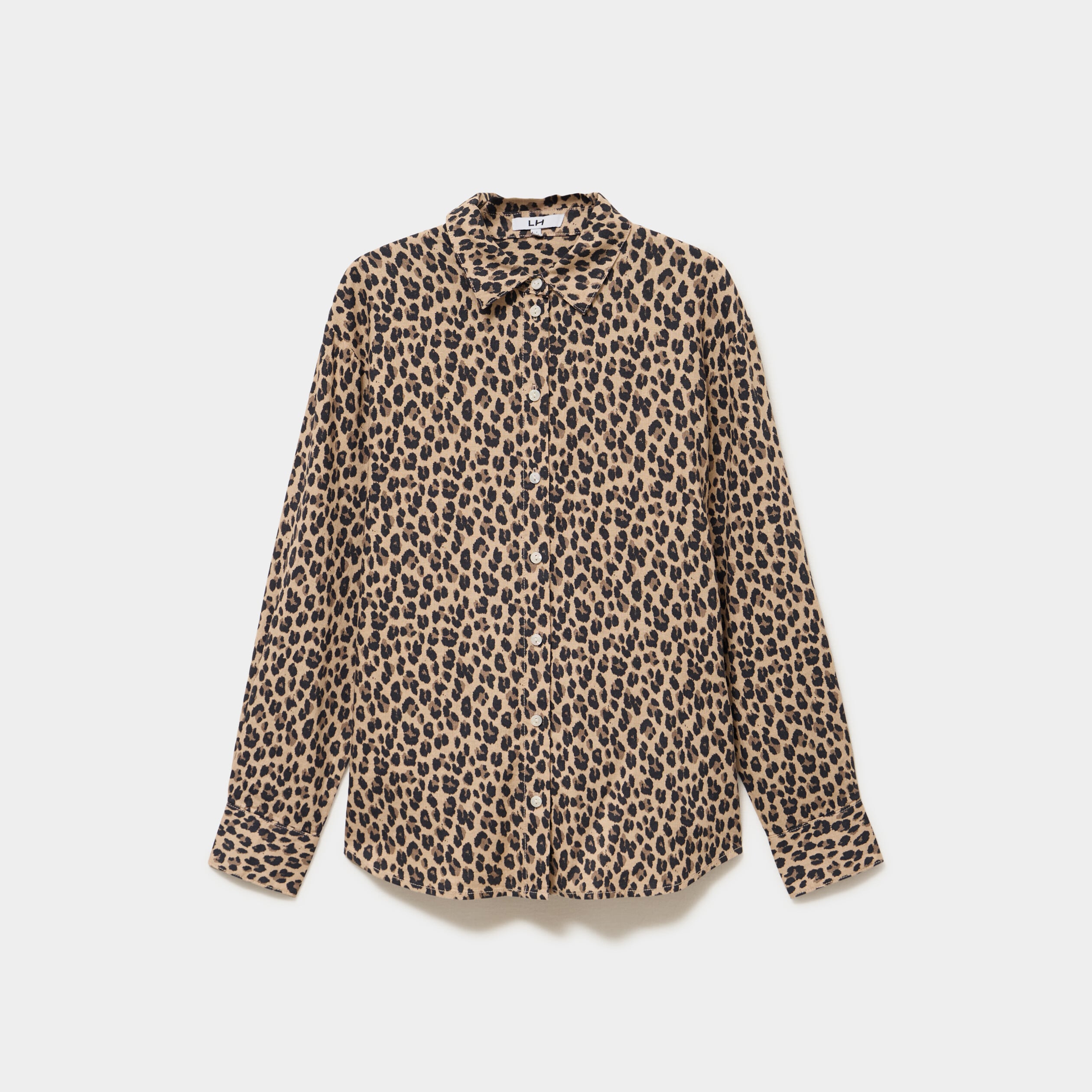 Chemise oversize lin m&eacute;lang&eacute; beige clair femme