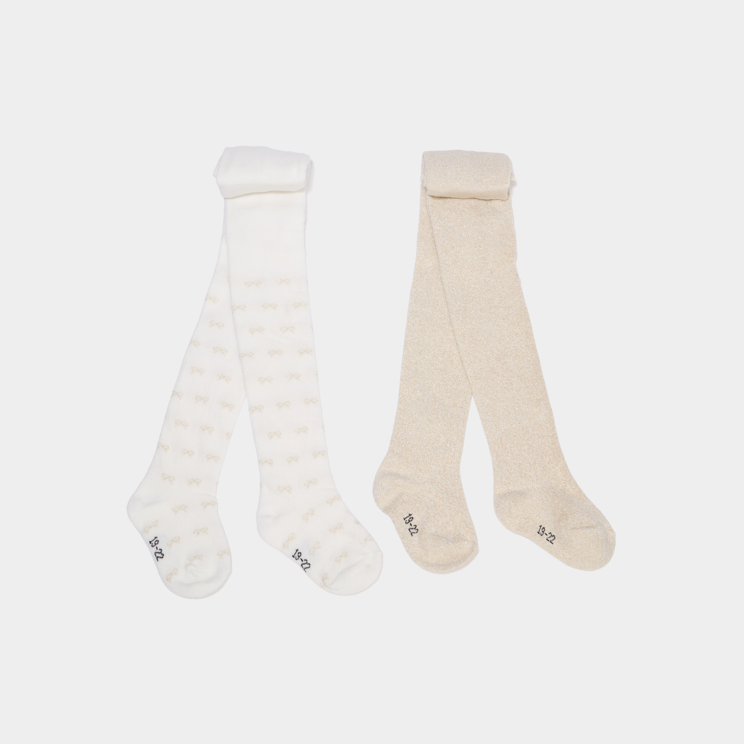 Lot 2 collants opaques m&eacute;lange coton ivoire b&eacute;b&eacute; fille