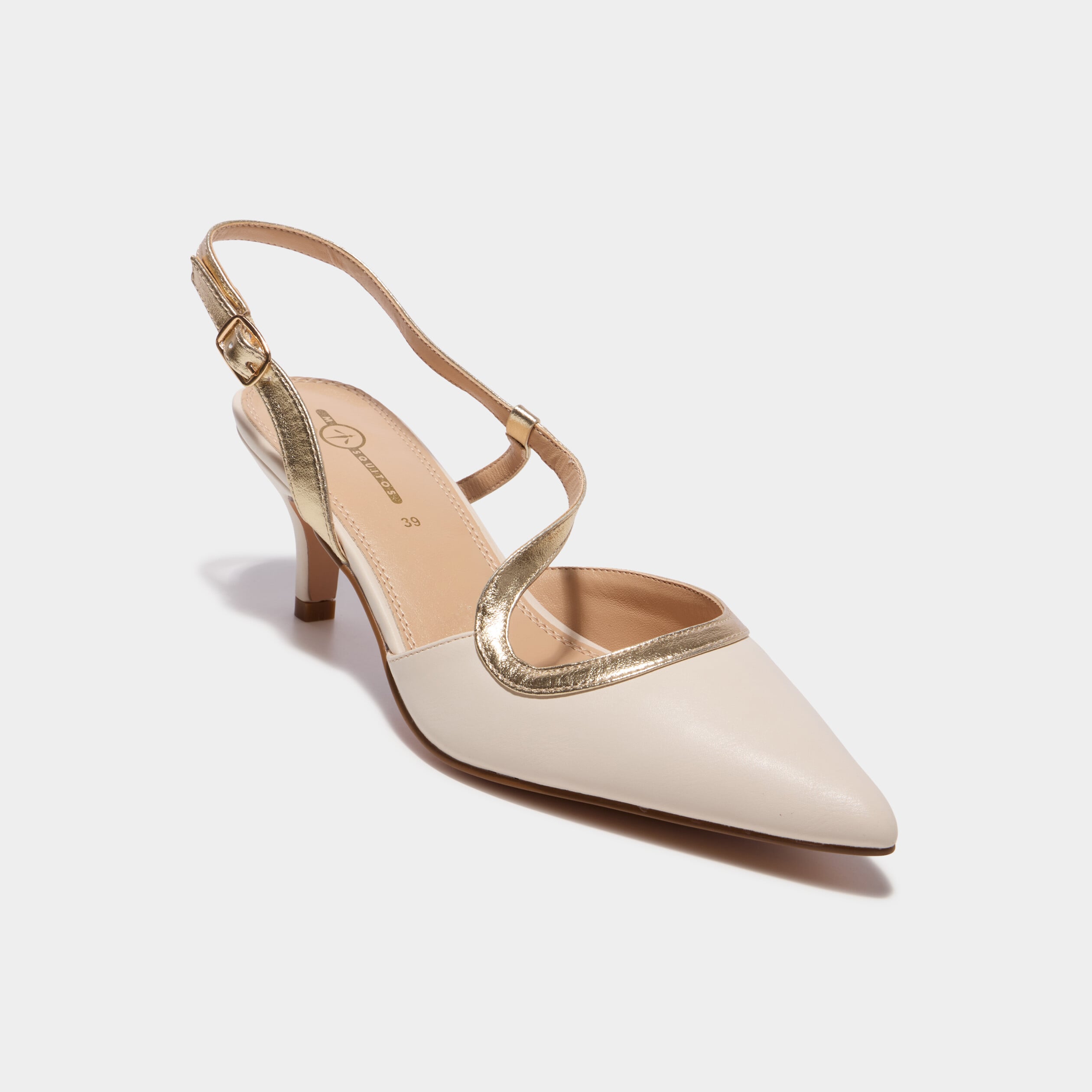 Escarpins &agrave; brides asym&eacute;triques ivoire femme