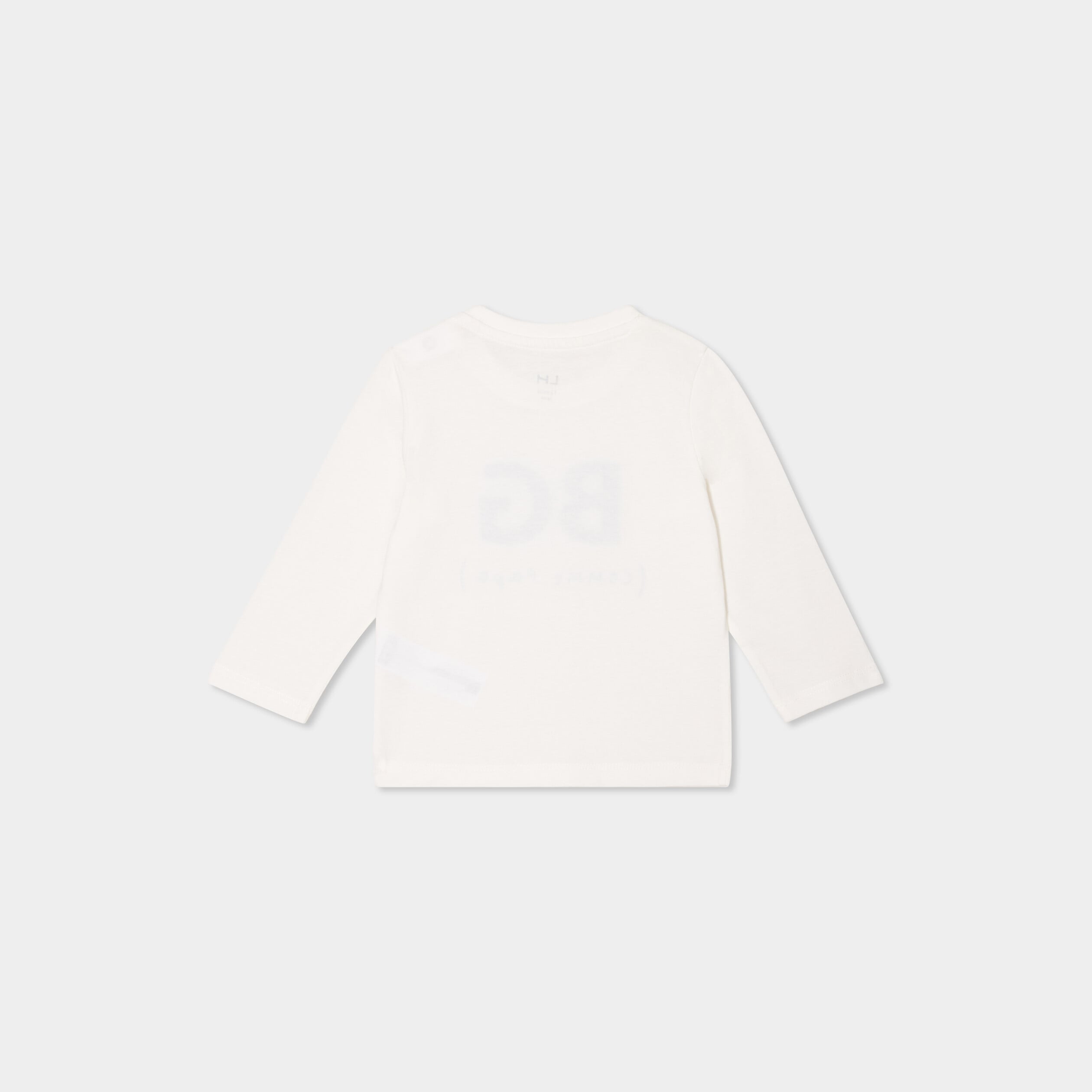 T-shirt &eacute;paule boutonn&eacute;e manches longues blanc b&eacute;b&eacute; gar&ccedil;on