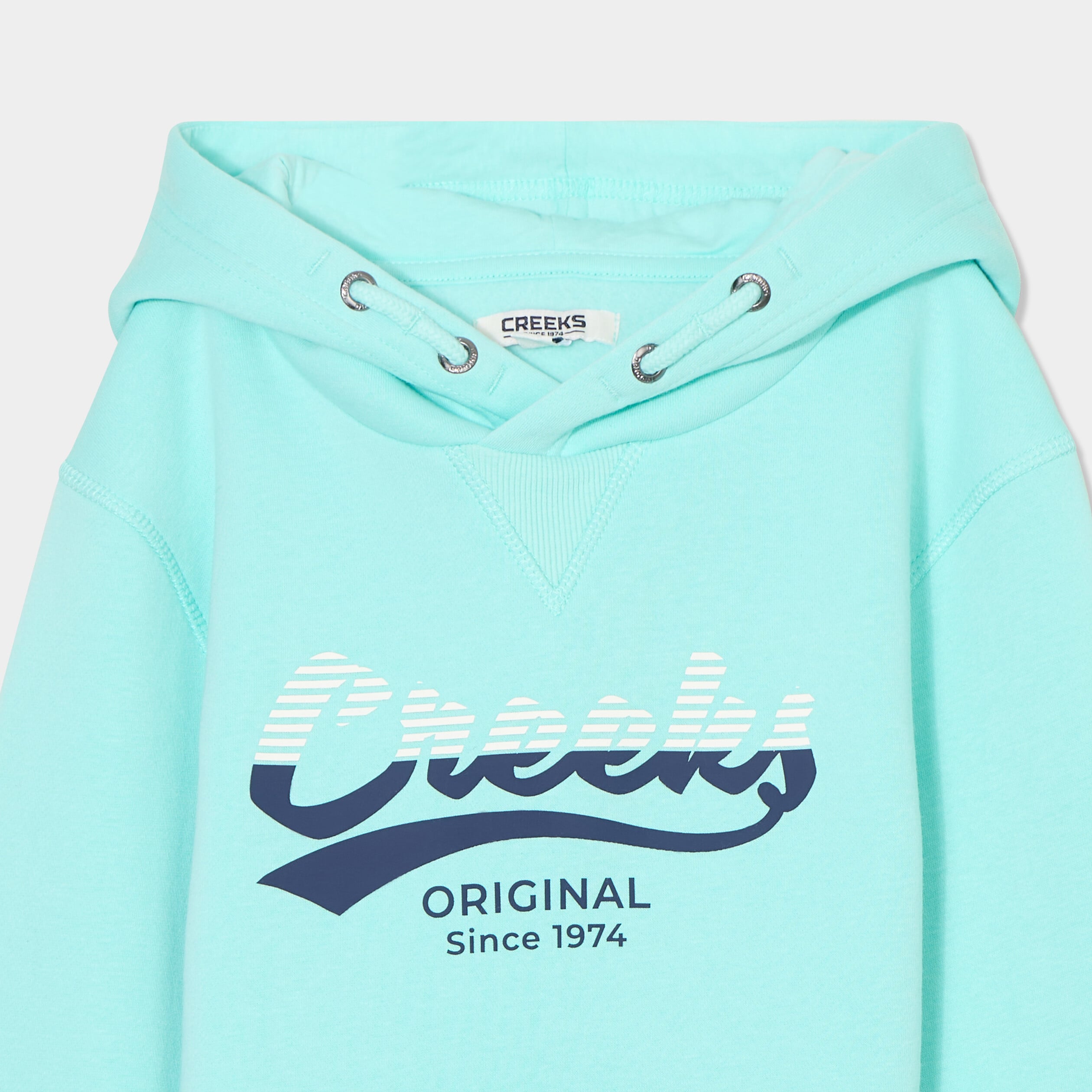 Sweat &agrave; capuche hoodie 1 poche bleu turquoise gar&ccedil;on
