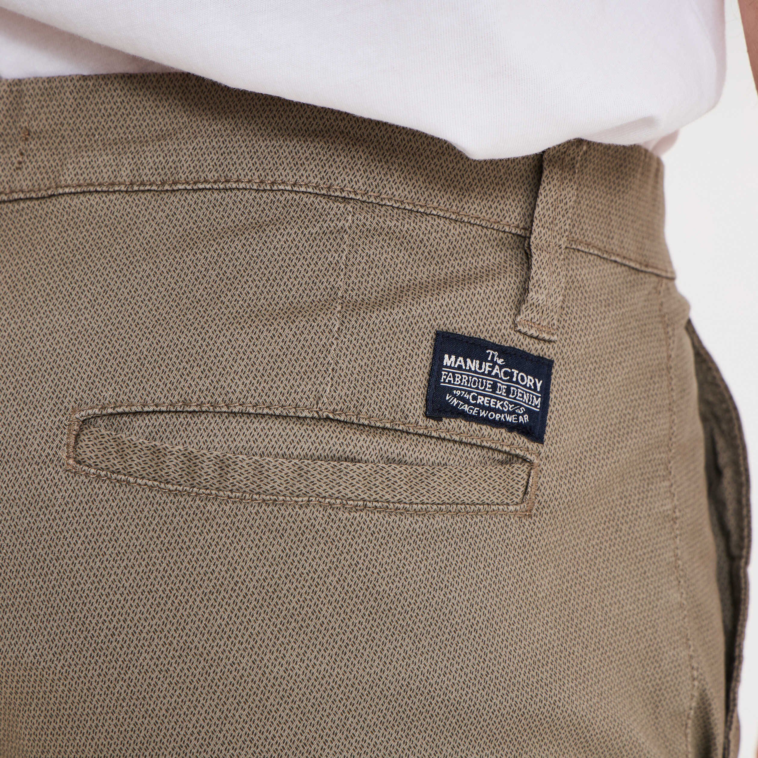 Pantalon chino slim stretch vert olive homme