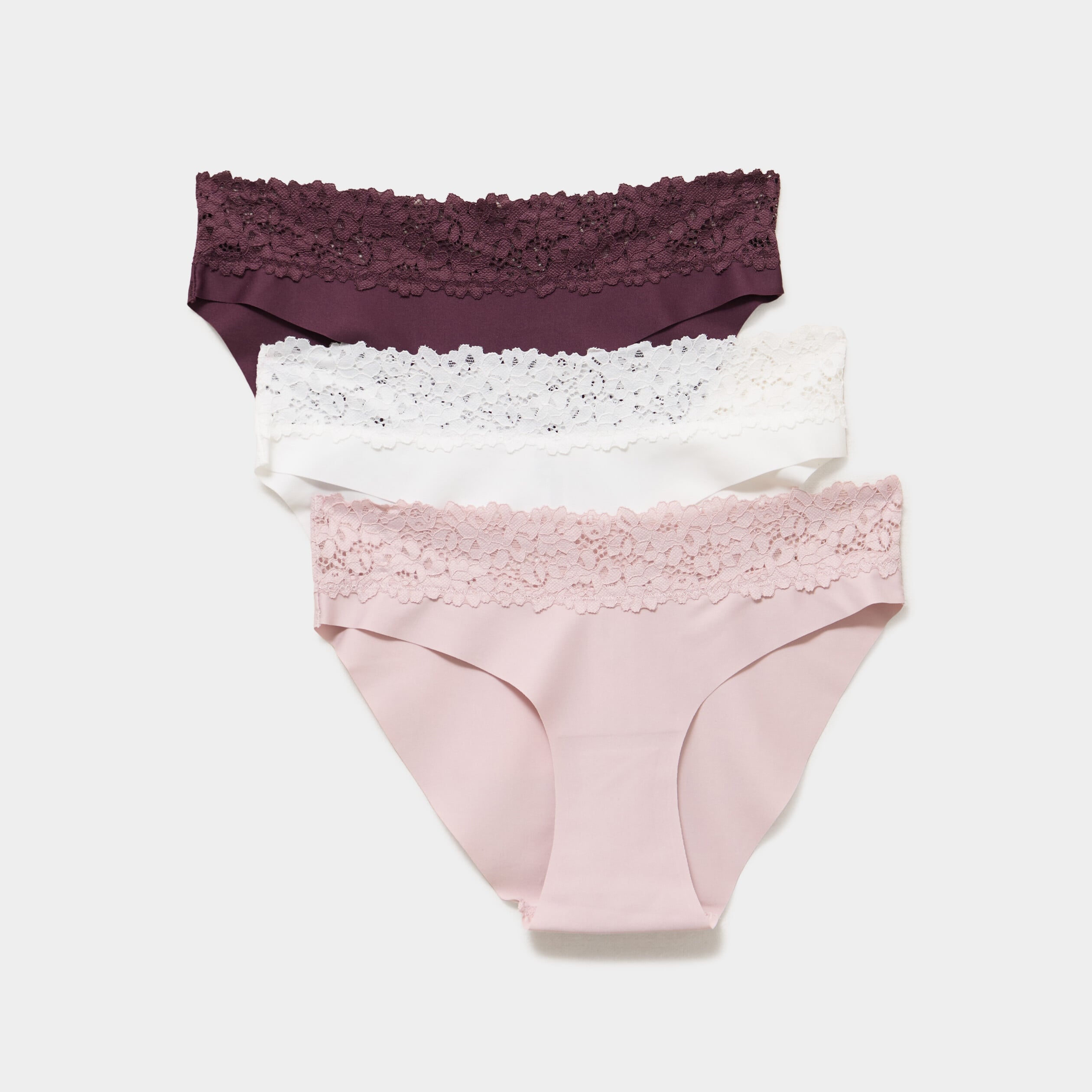 Lot 3 culottes avec dentelle parme femme