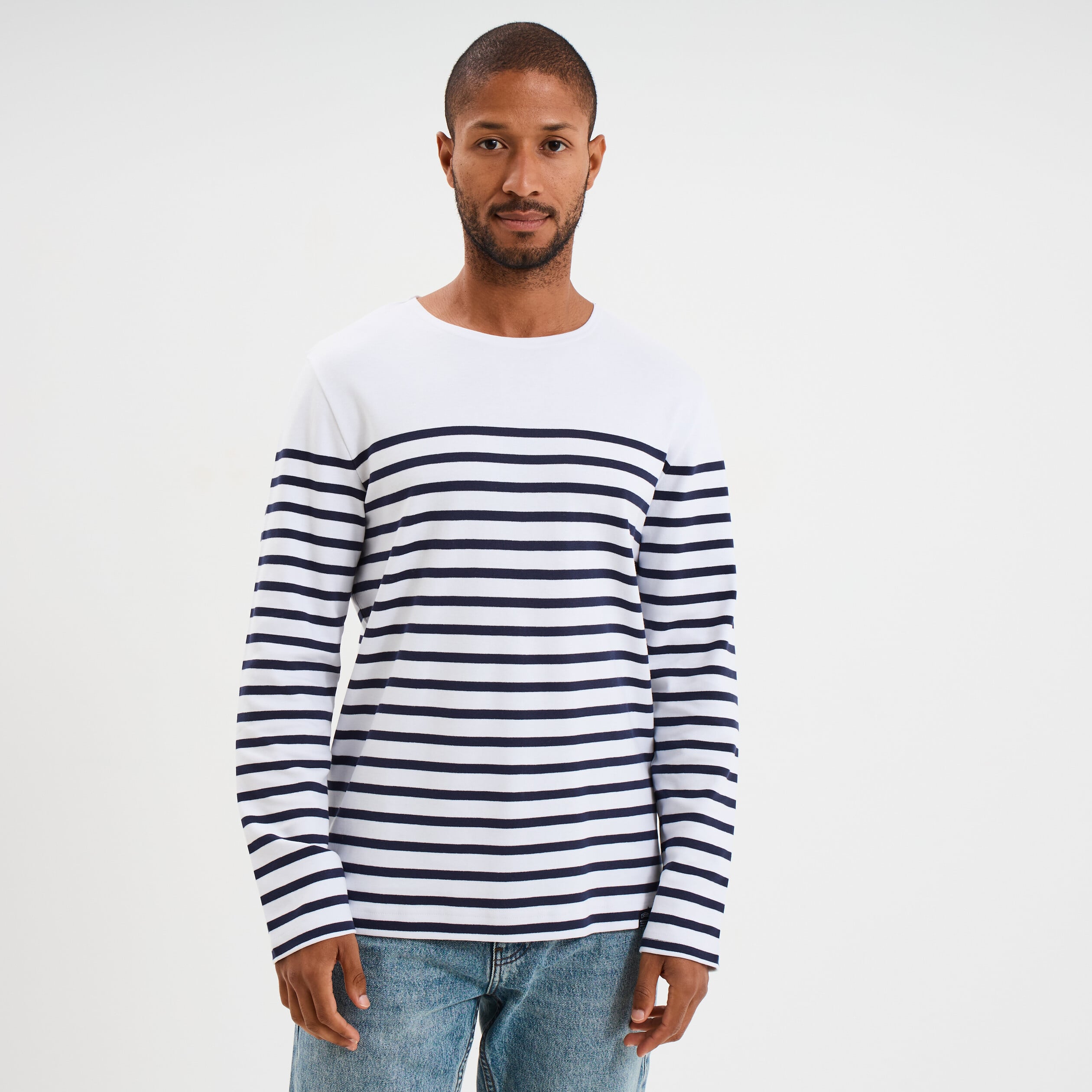 T-shirt manches longues coton blanc homme