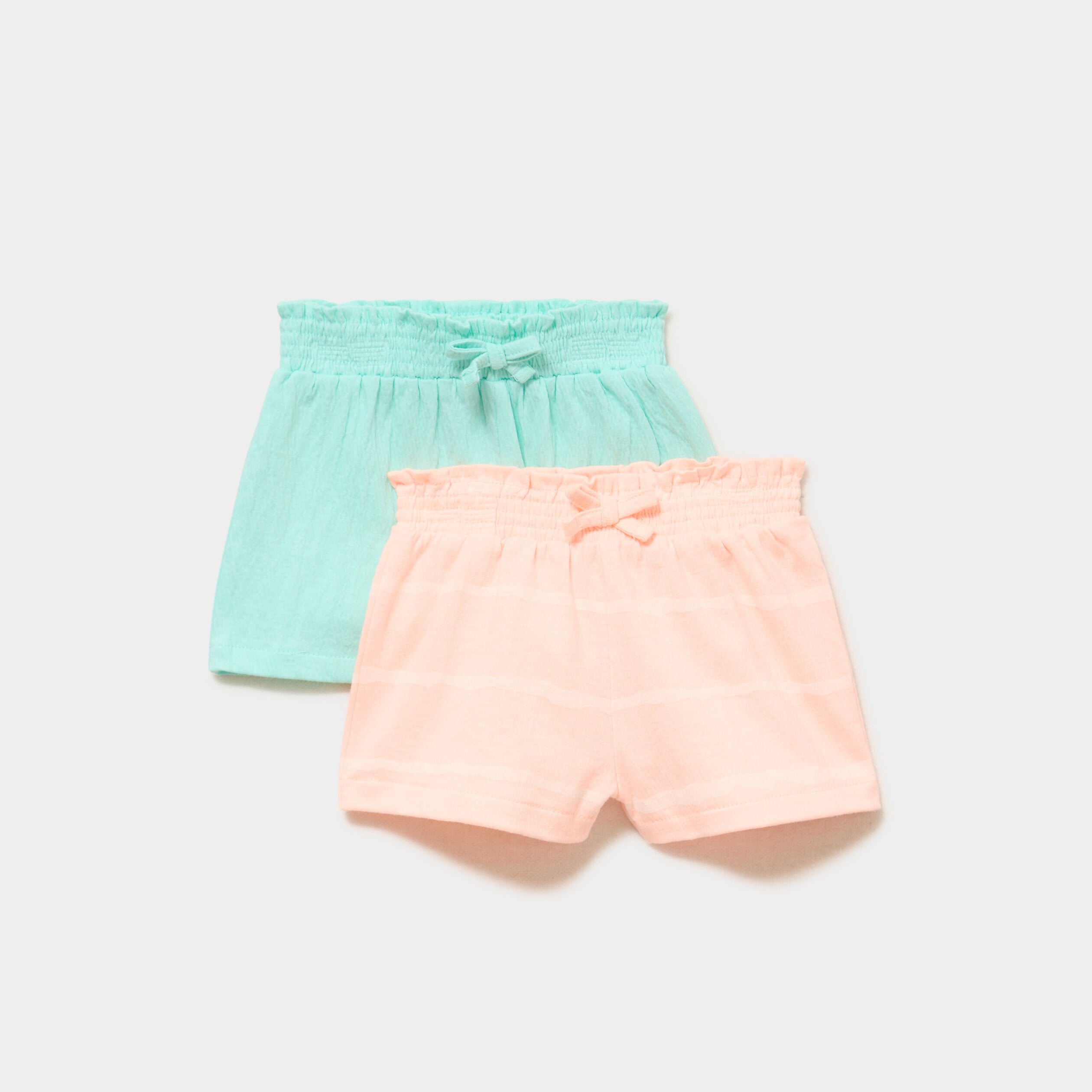 Lot 2 shorts tailles &eacute;lastiqu&eacute;es orange fluo b&eacute;b&eacute; fille