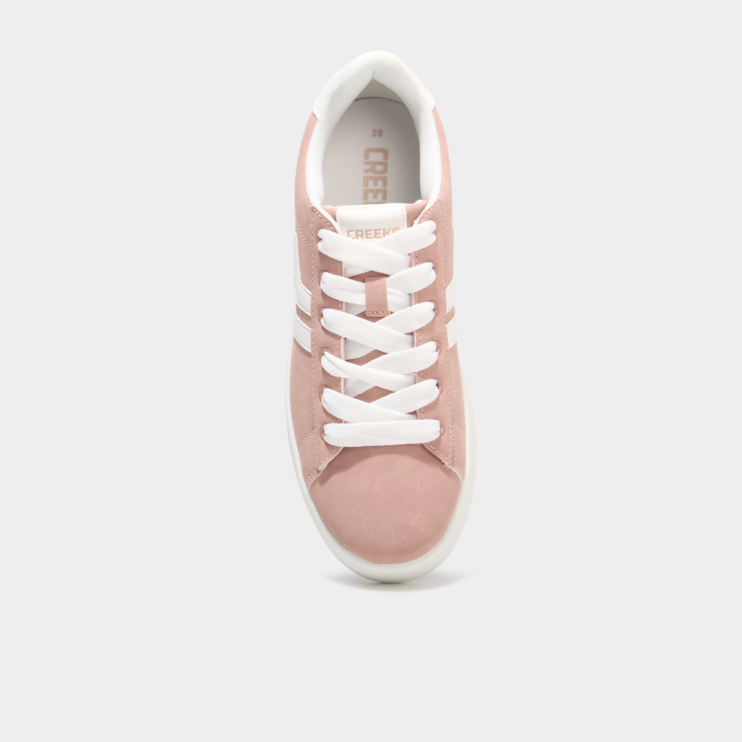 Baskets &agrave; lacets su&eacute;dine rose femme