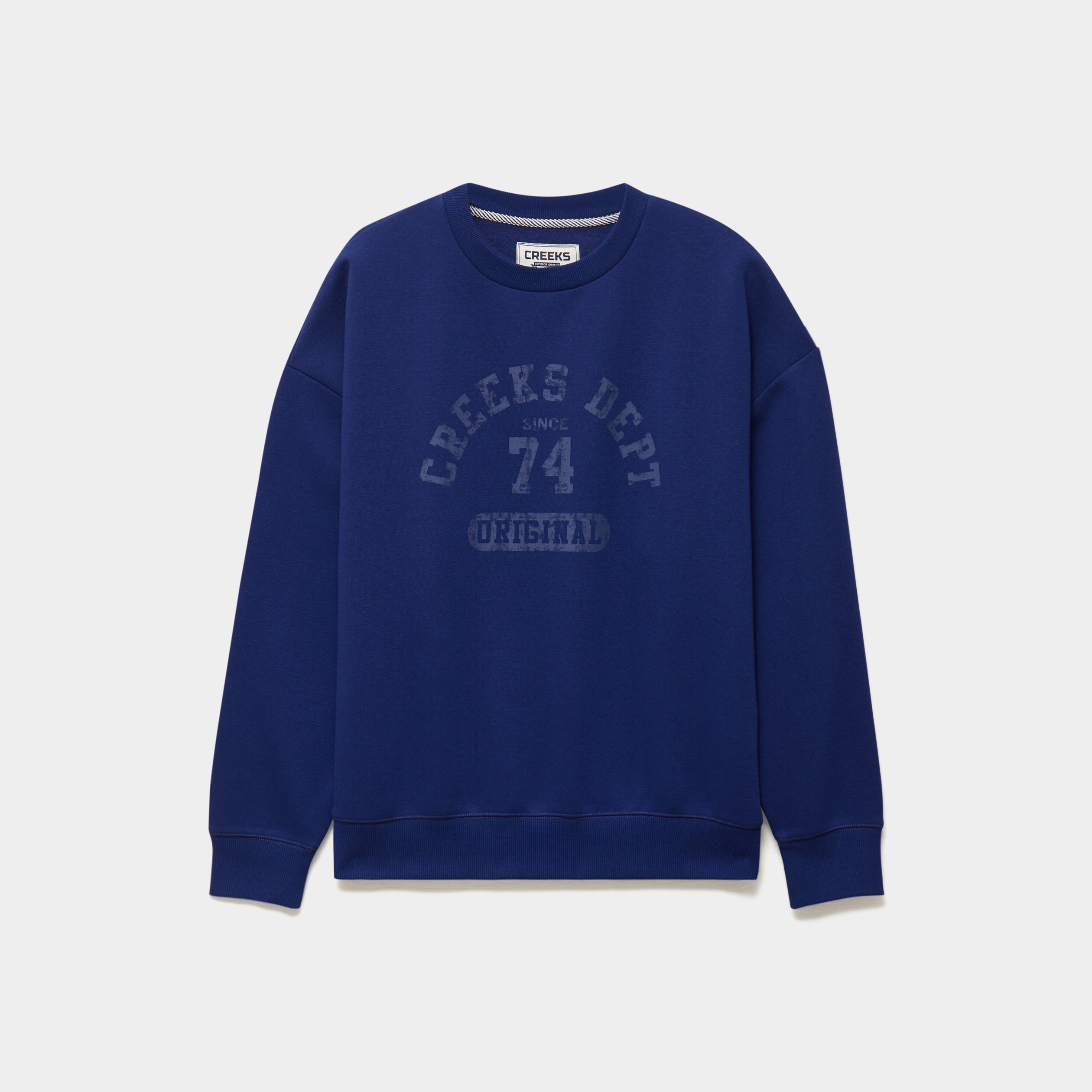 Sweat col rond manches longues bleu fonc&eacute; femme