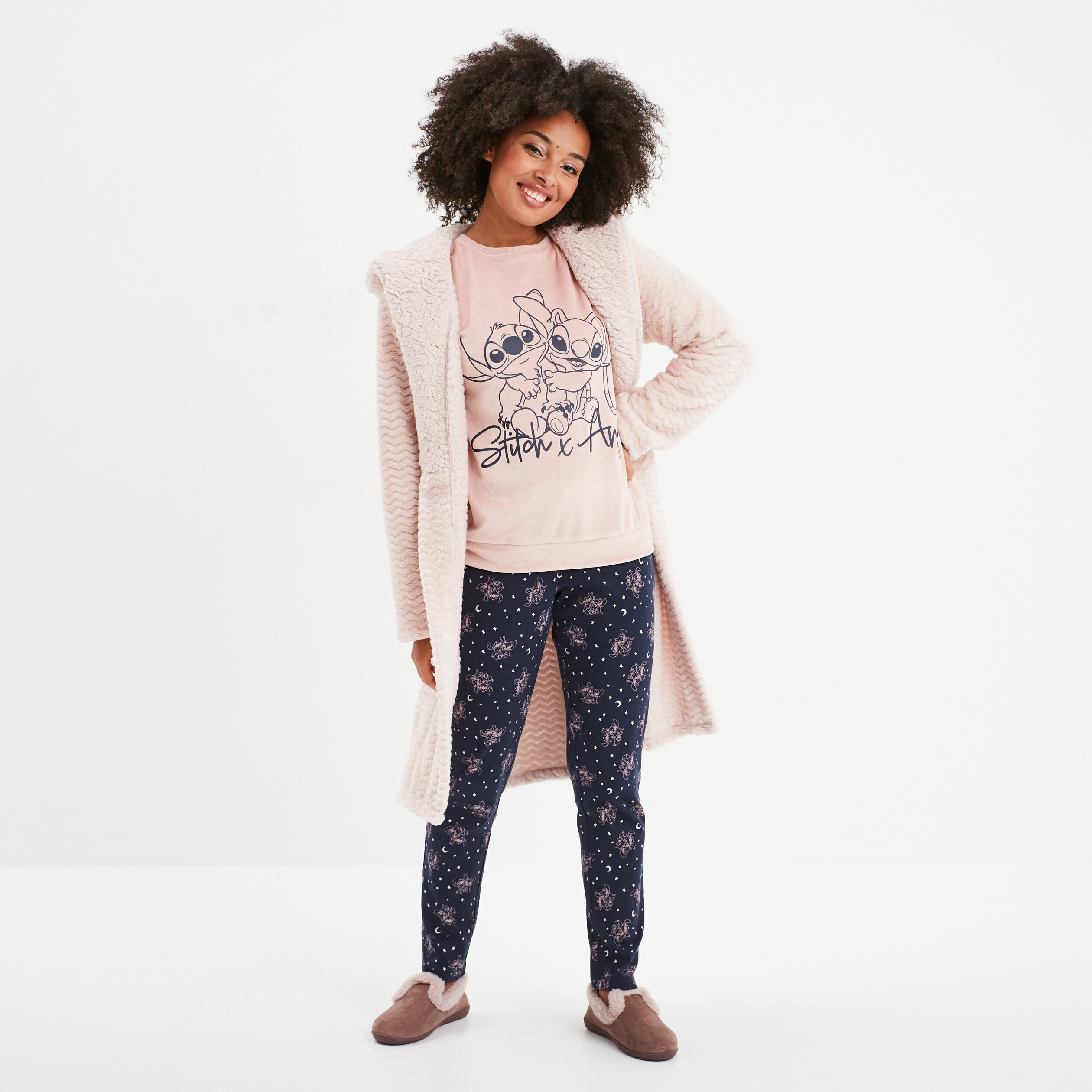 Ensemble pyjama 2 pieces Stitch rose femme La Halle