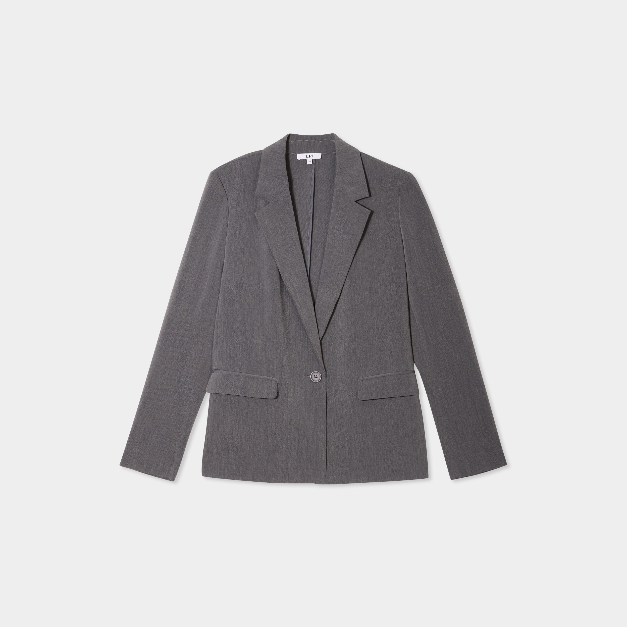 Veste blazer droite manches longues gris fonc&eacute; femme