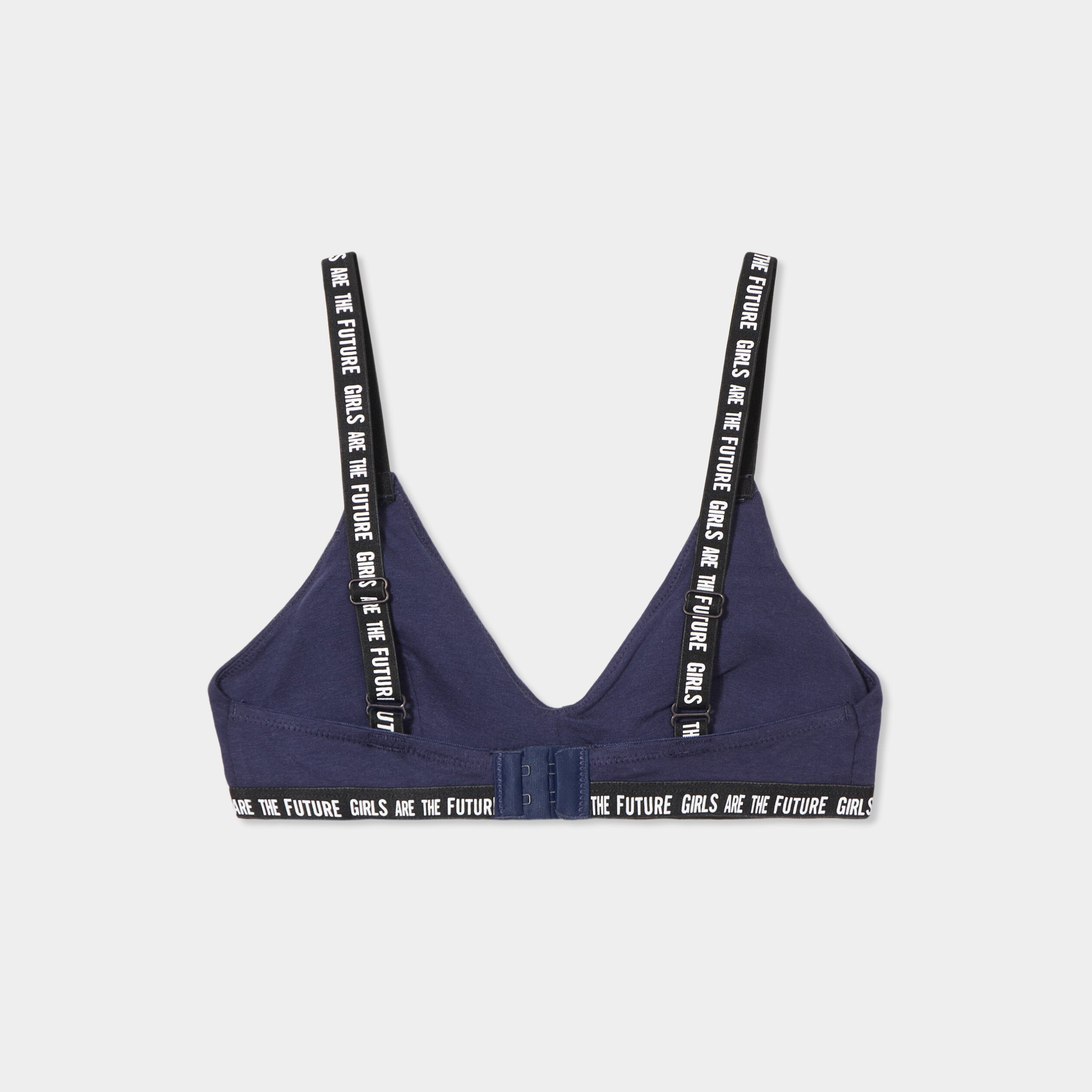 lot 2 brassieres forme triangle coton bleu marine fille Lot 2 brassières forme triangle coton bleu marine fille