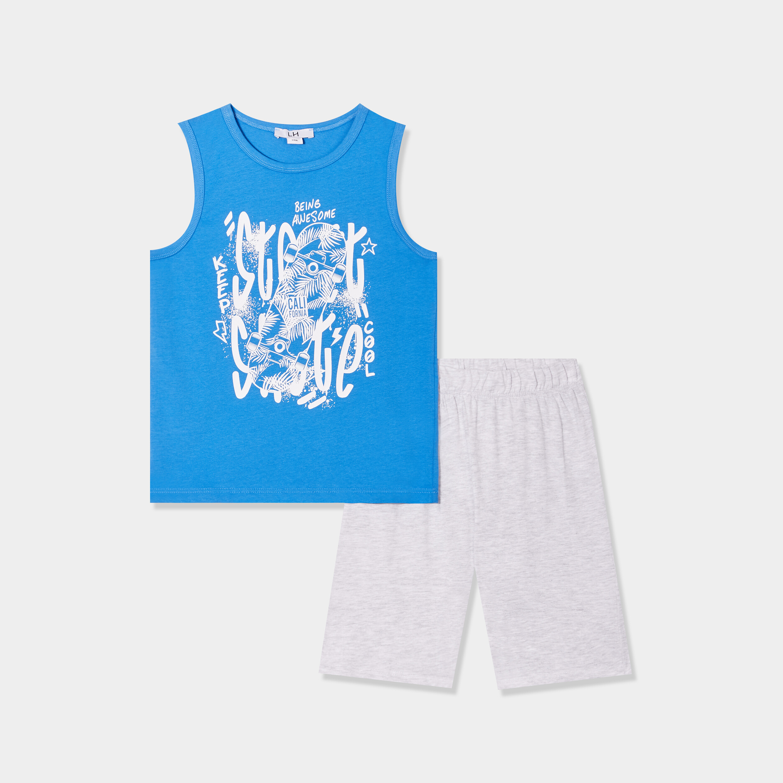 ensemble pyjama short et debardeur bleu garcon Ensemble pyjama short et débardeur bleu garçon