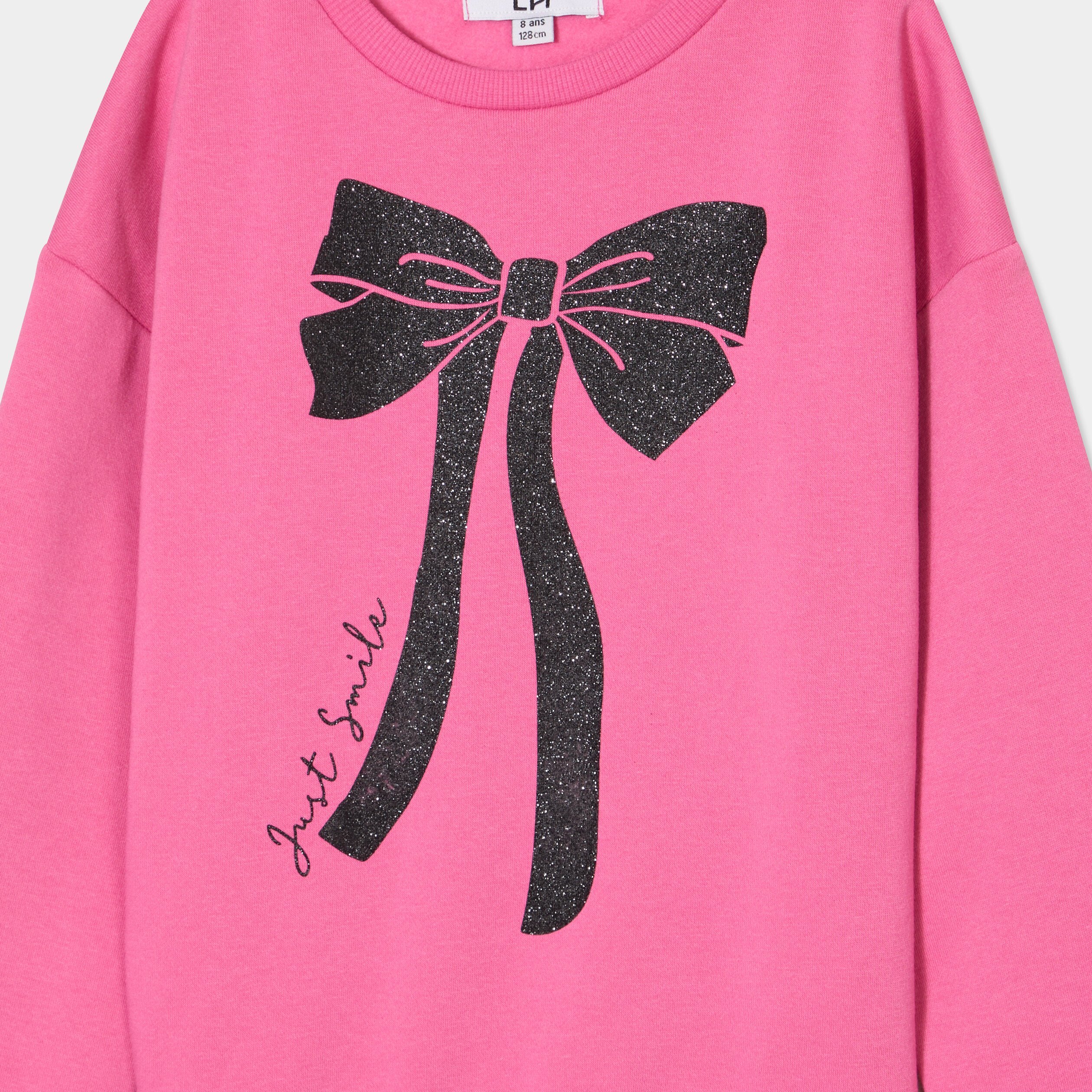 sweat col rond manches longues vieux rose fille Sweat col rond manches longues vieux rose fille