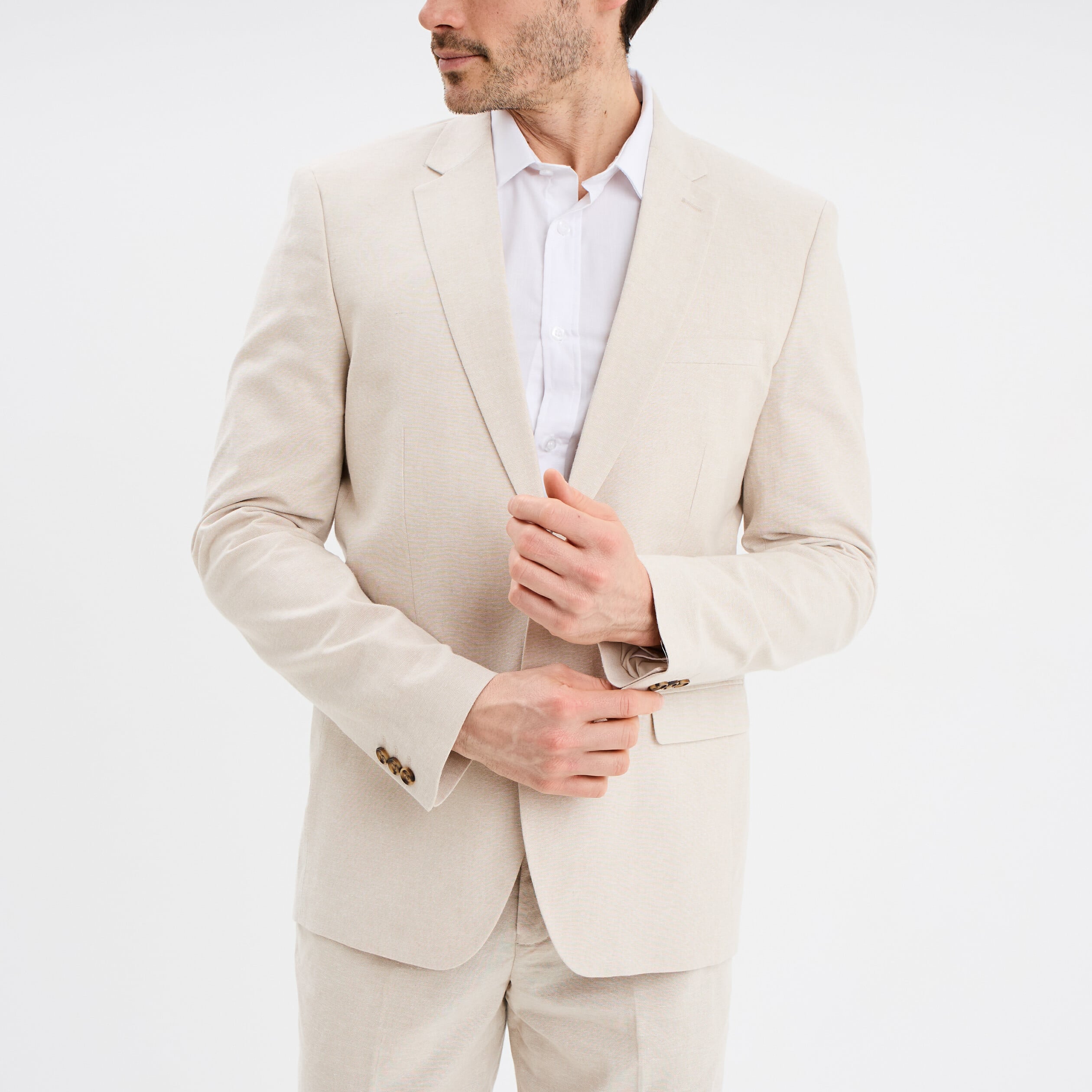 Veste blazer droite lin m&eacute;lang&eacute; gris clair homme