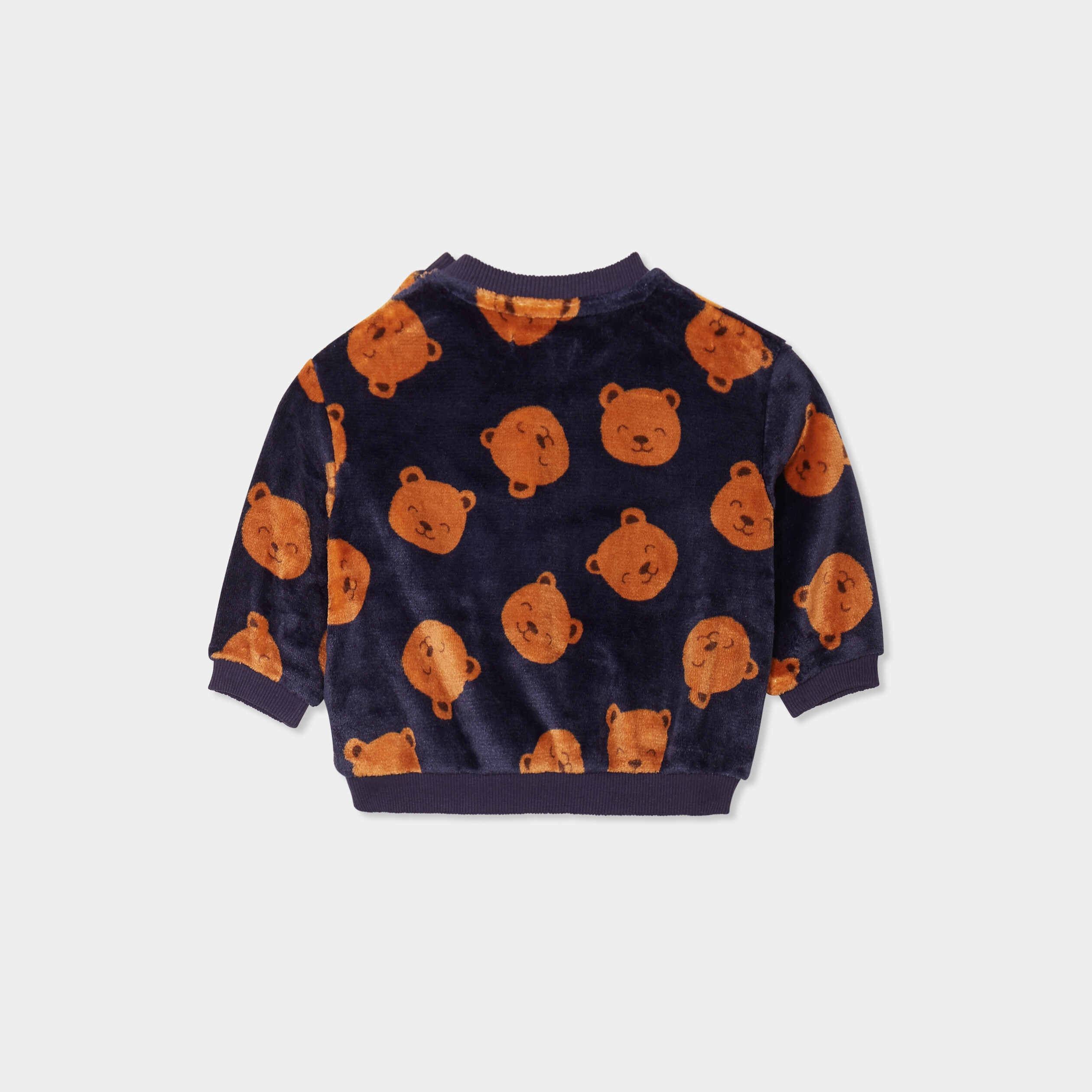 sweat aspect velours manches longues bleu marine bebeg Sweat aspect velours manches longues bleu marine bébé garçon