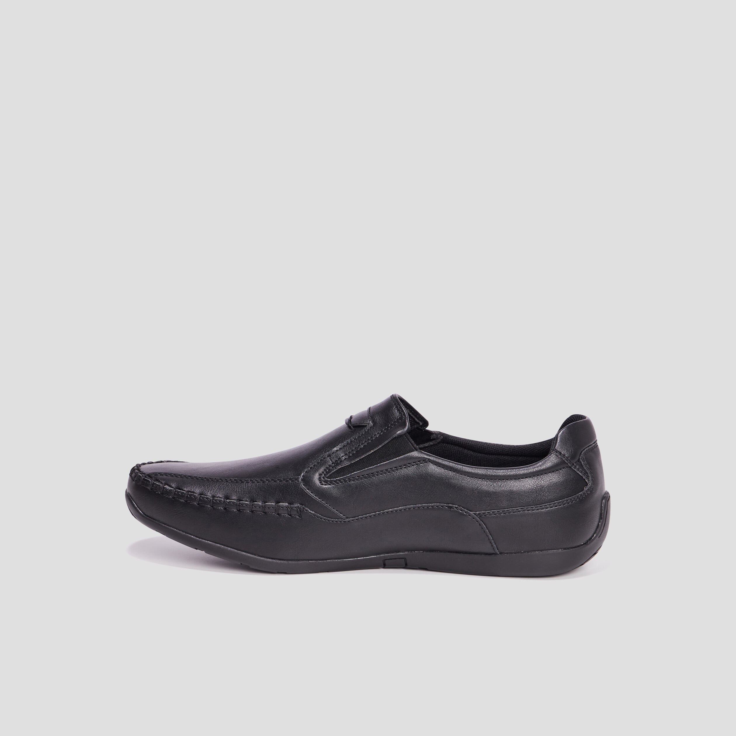 Mocassins confort &agrave; bout carr&eacute; noir homme