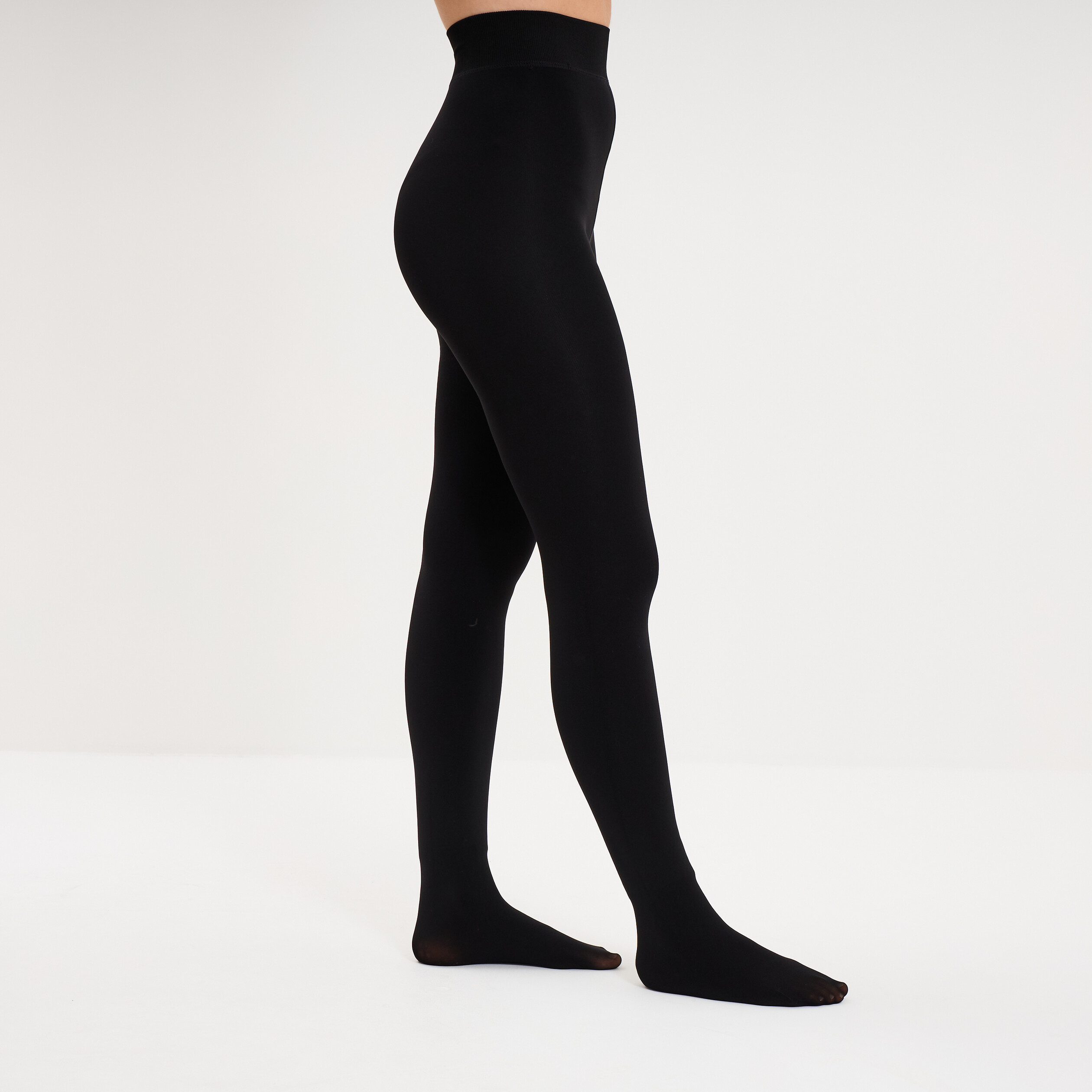 Collants doubl&eacute;s fausse fourrure noir femme