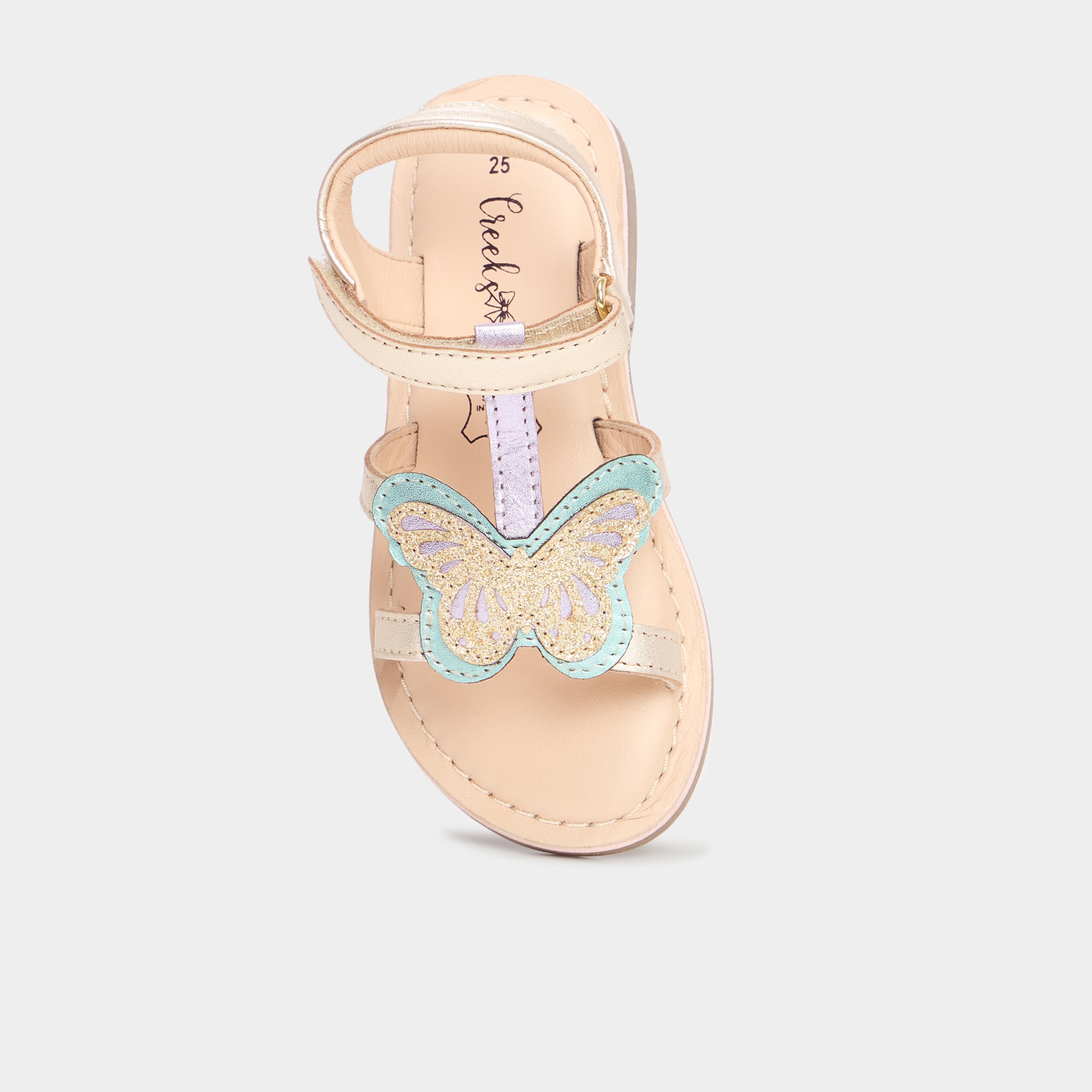 Sandales plates en cuir multicolore fille