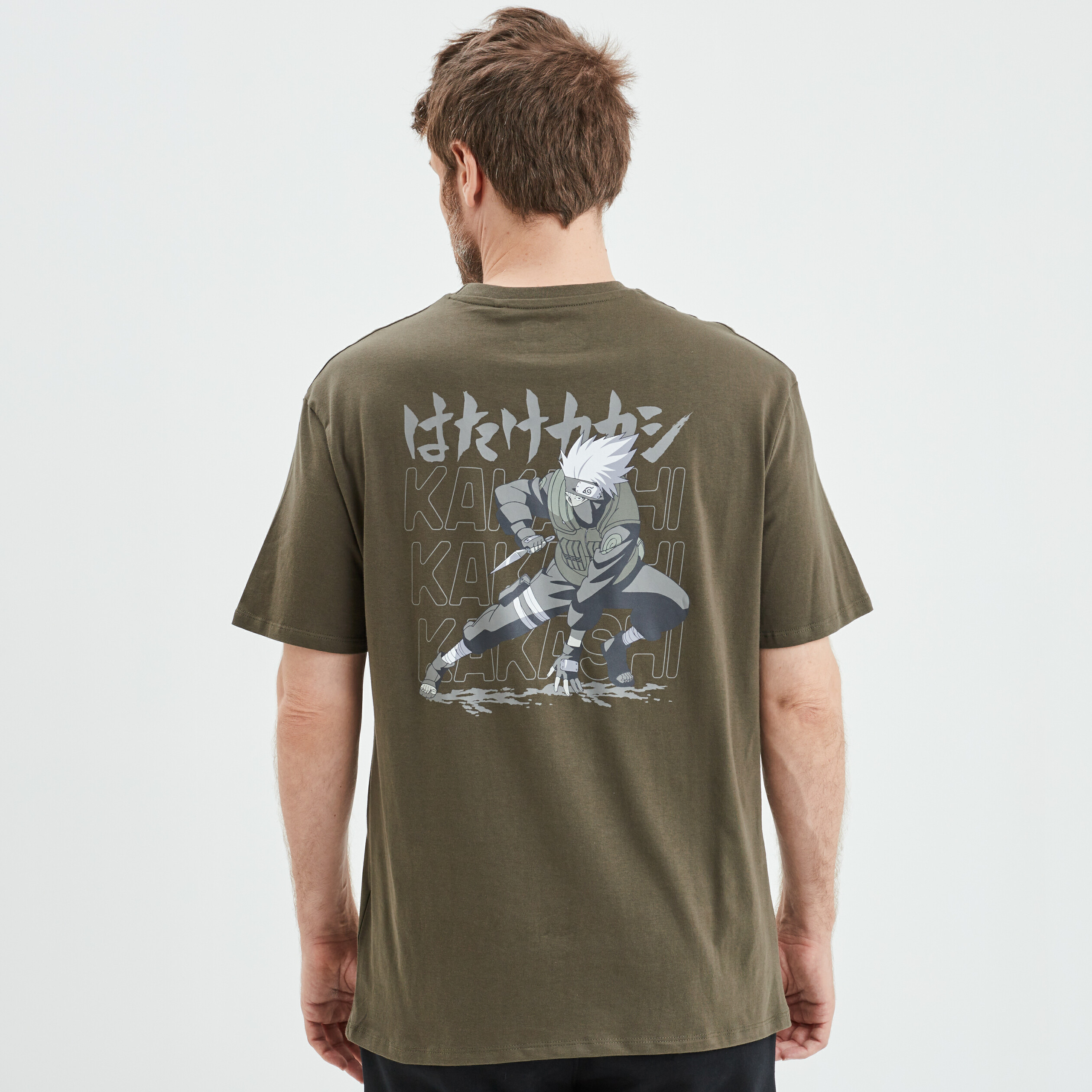 t shirt manches courtes kakashi naruto vert kaki homme T-shirt manches courtes Kakashi Naruto vert kaki homme