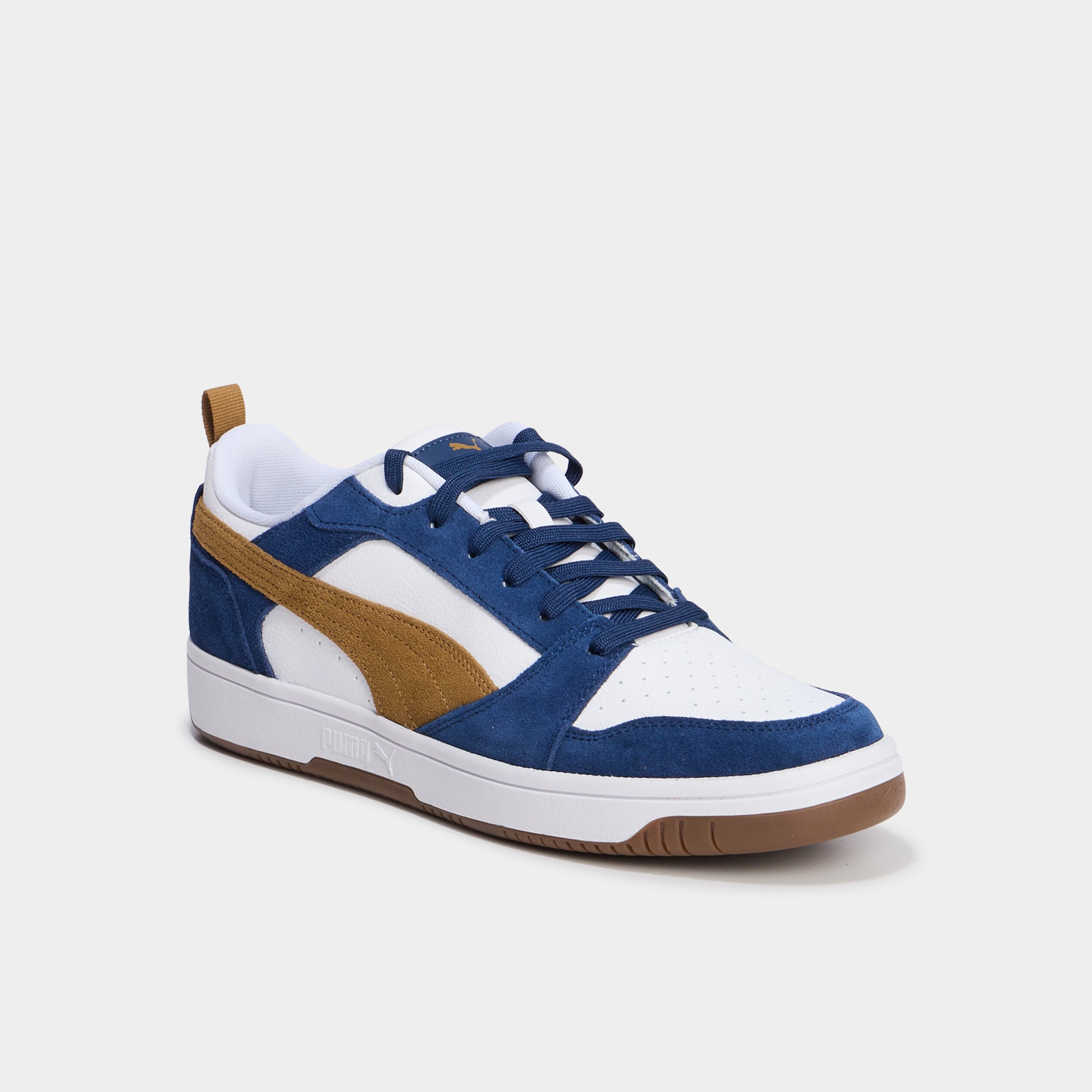 tennis basses a lacets en cuir puma bleu fonce homme Tennis basses à lacets en cuir Puma bleu foncé homme