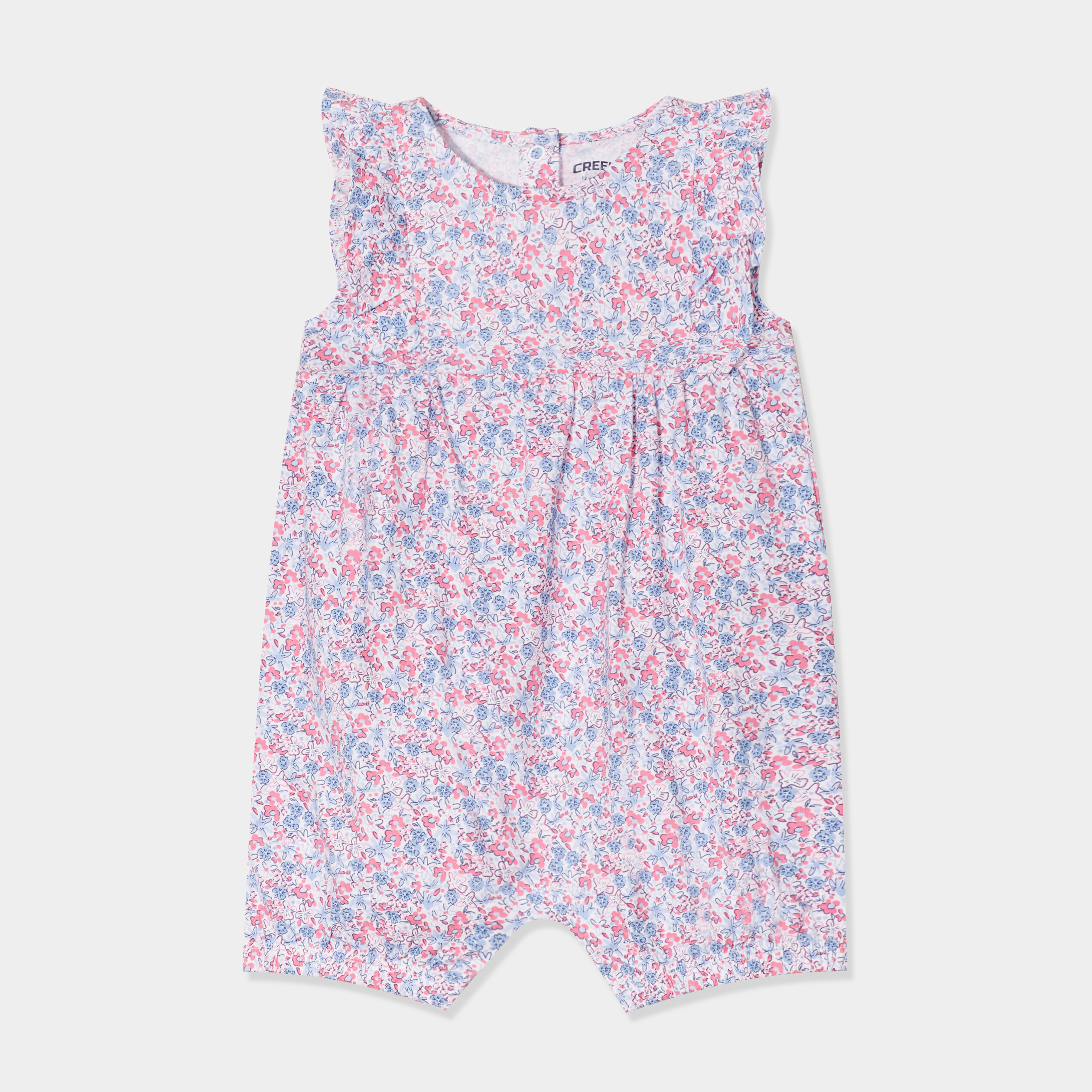 combishort manches volants coton creeks bleu bebef Combishort manches volants coton Creeks bleu bébé fille