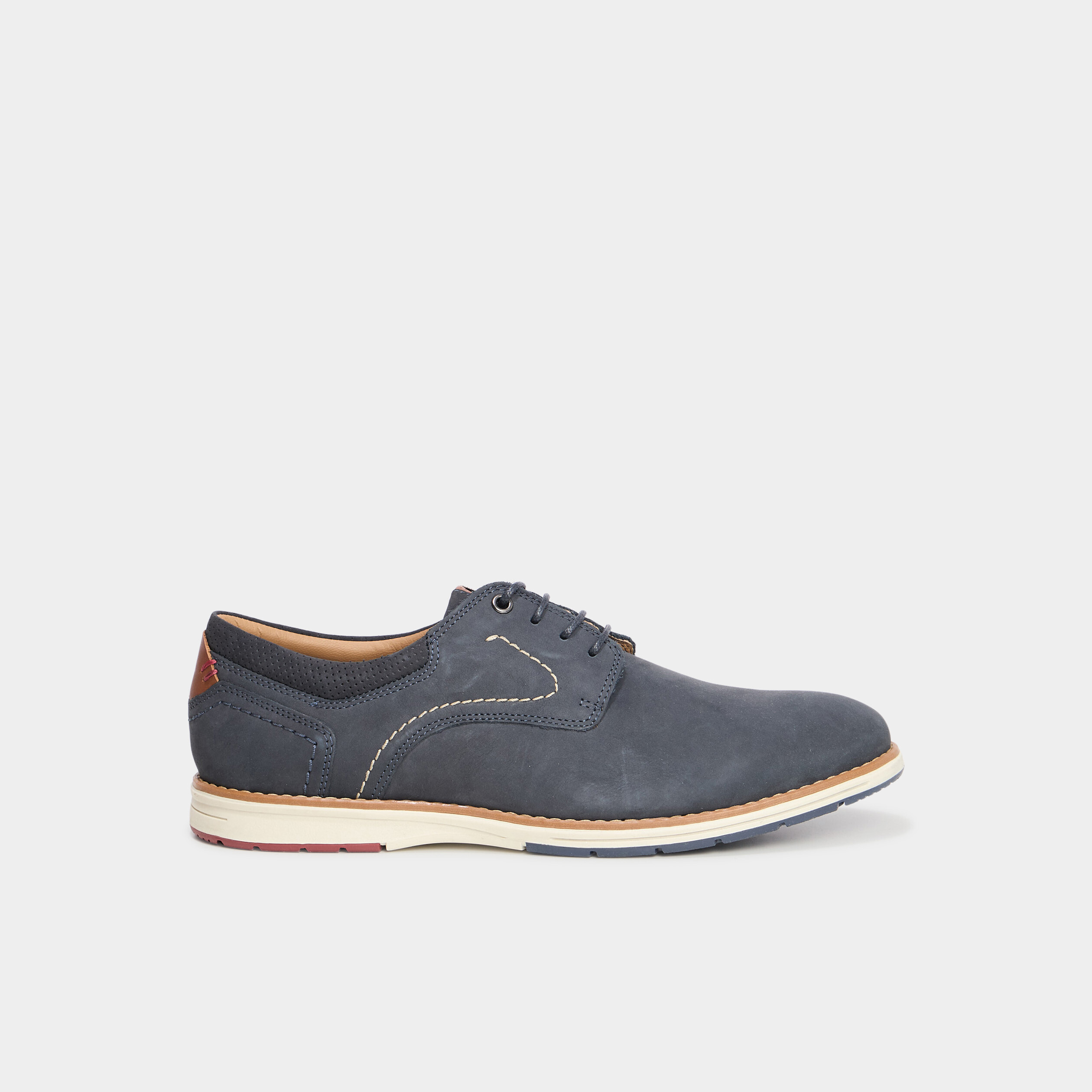 Derbies plates &agrave; lacet en cuir bleu marine homme