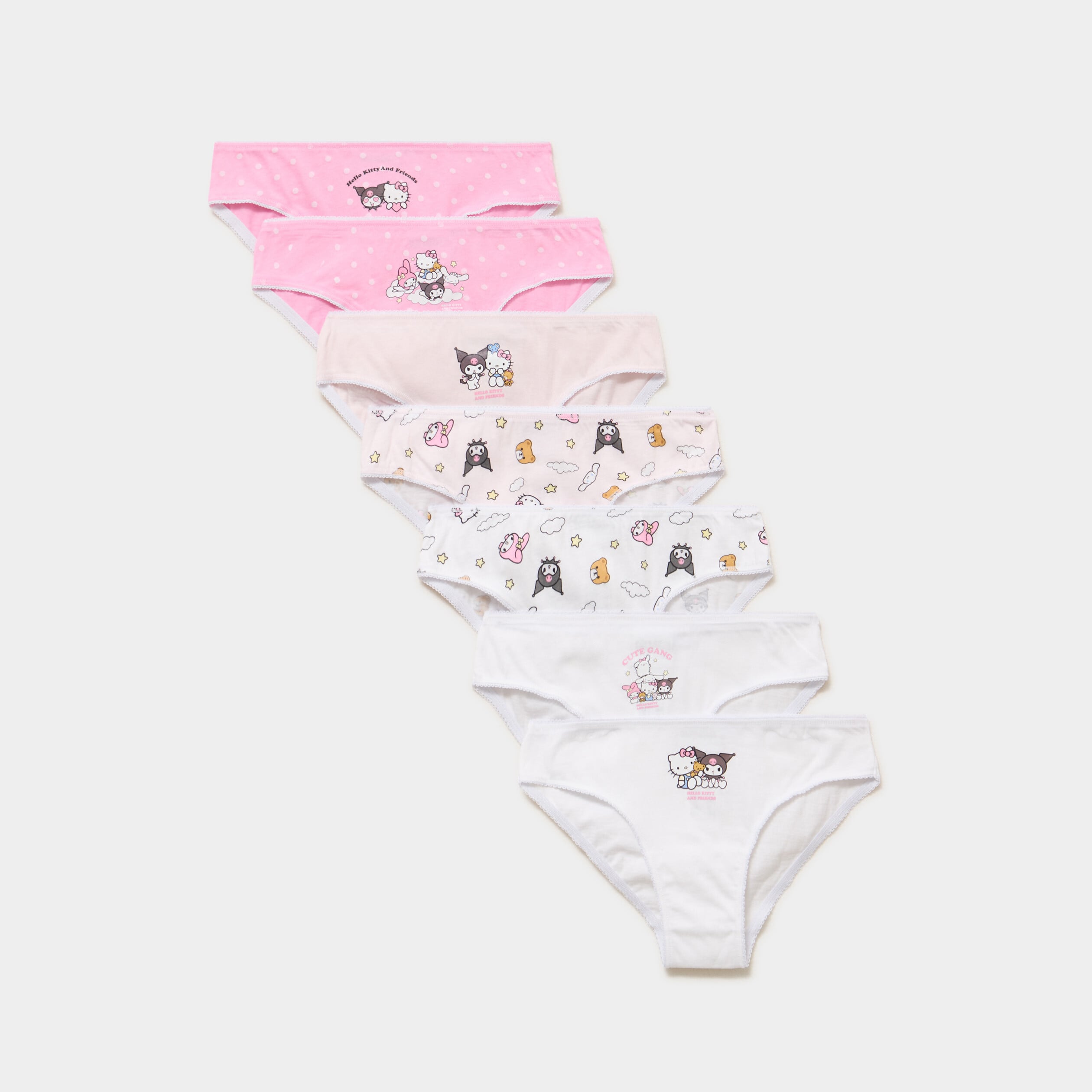 Lot 7 culottes coton Hello Kitty blanc fille