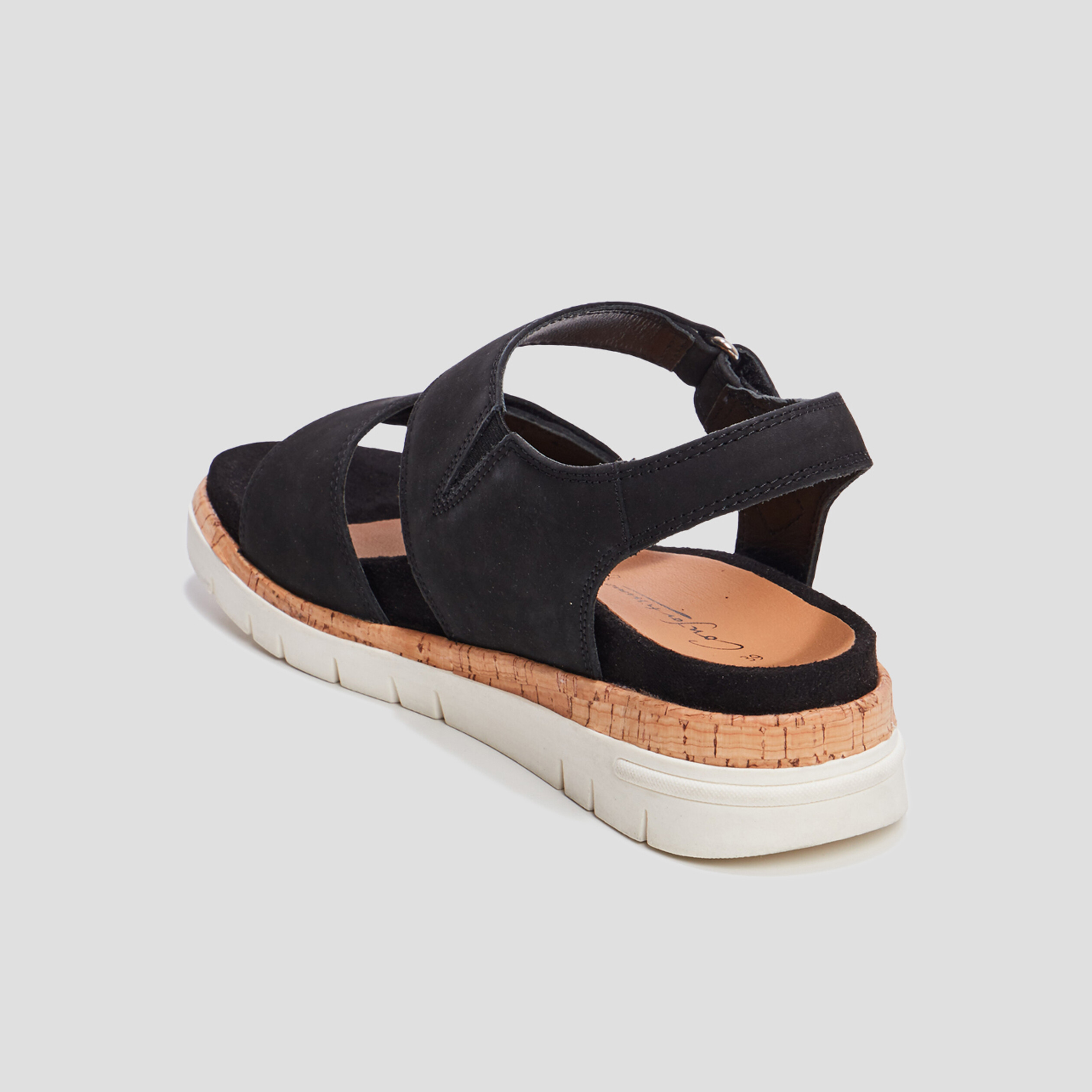 sandales compensees en cuir pied large noir femme Sandales compensées en cuir pied large noir femme