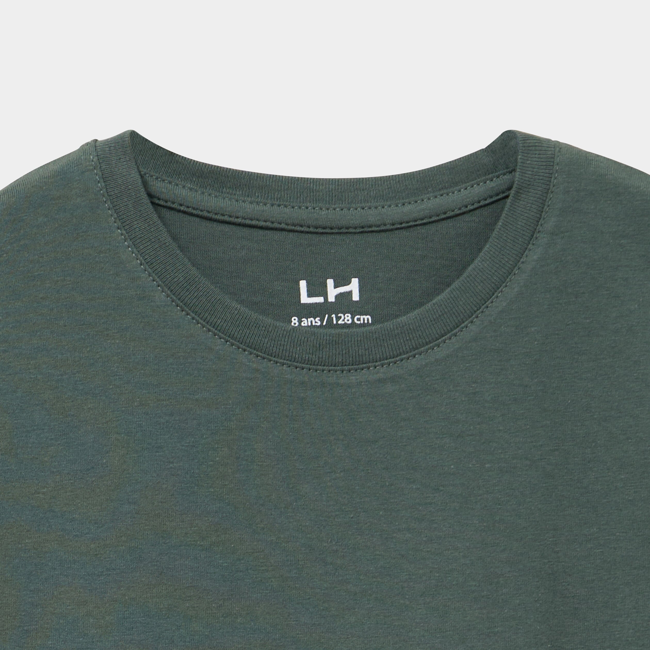 T-shirt en coton manches courtes vert fonc&eacute; gar&ccedil;on