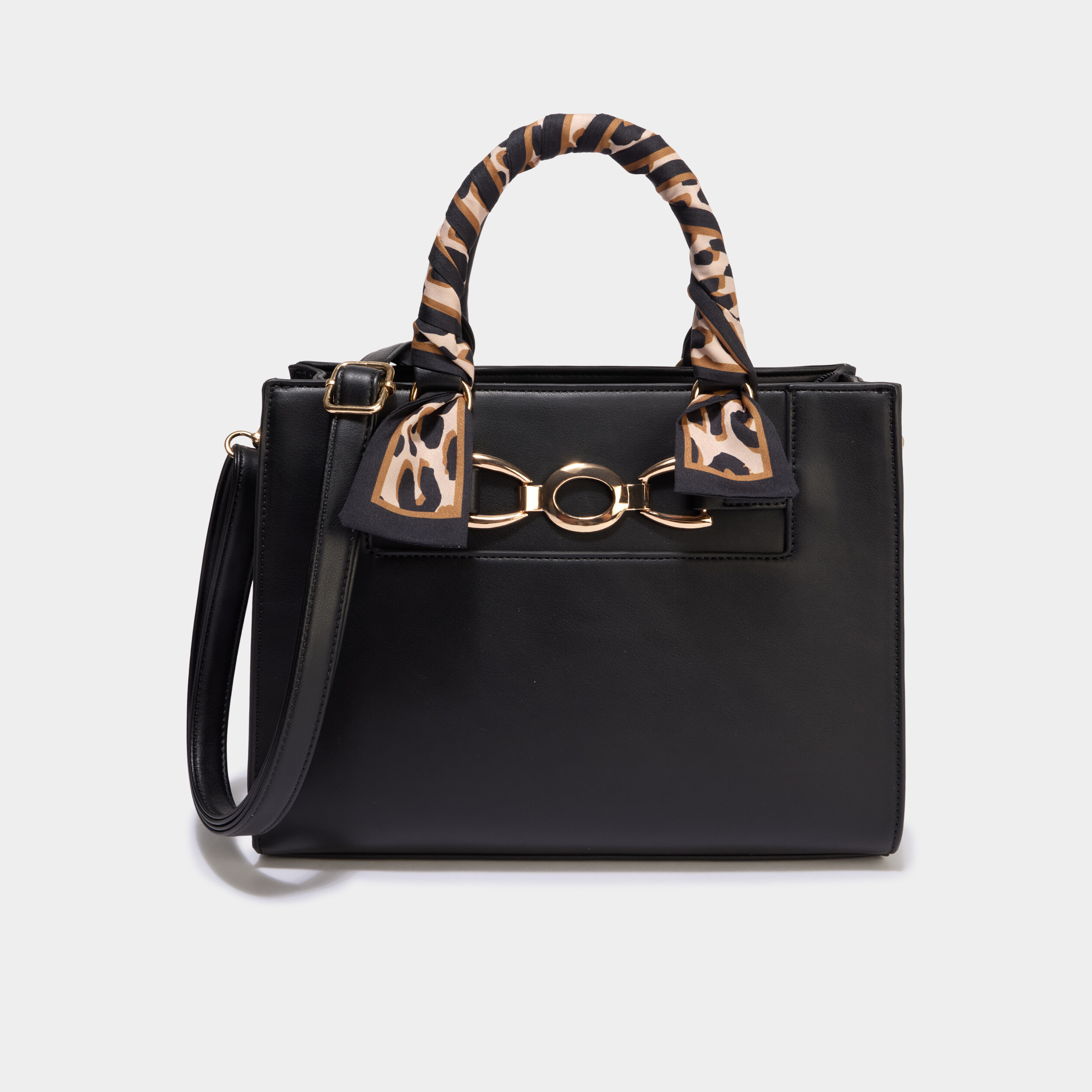Sac &agrave; main d&eacute;tail foulard noir femme