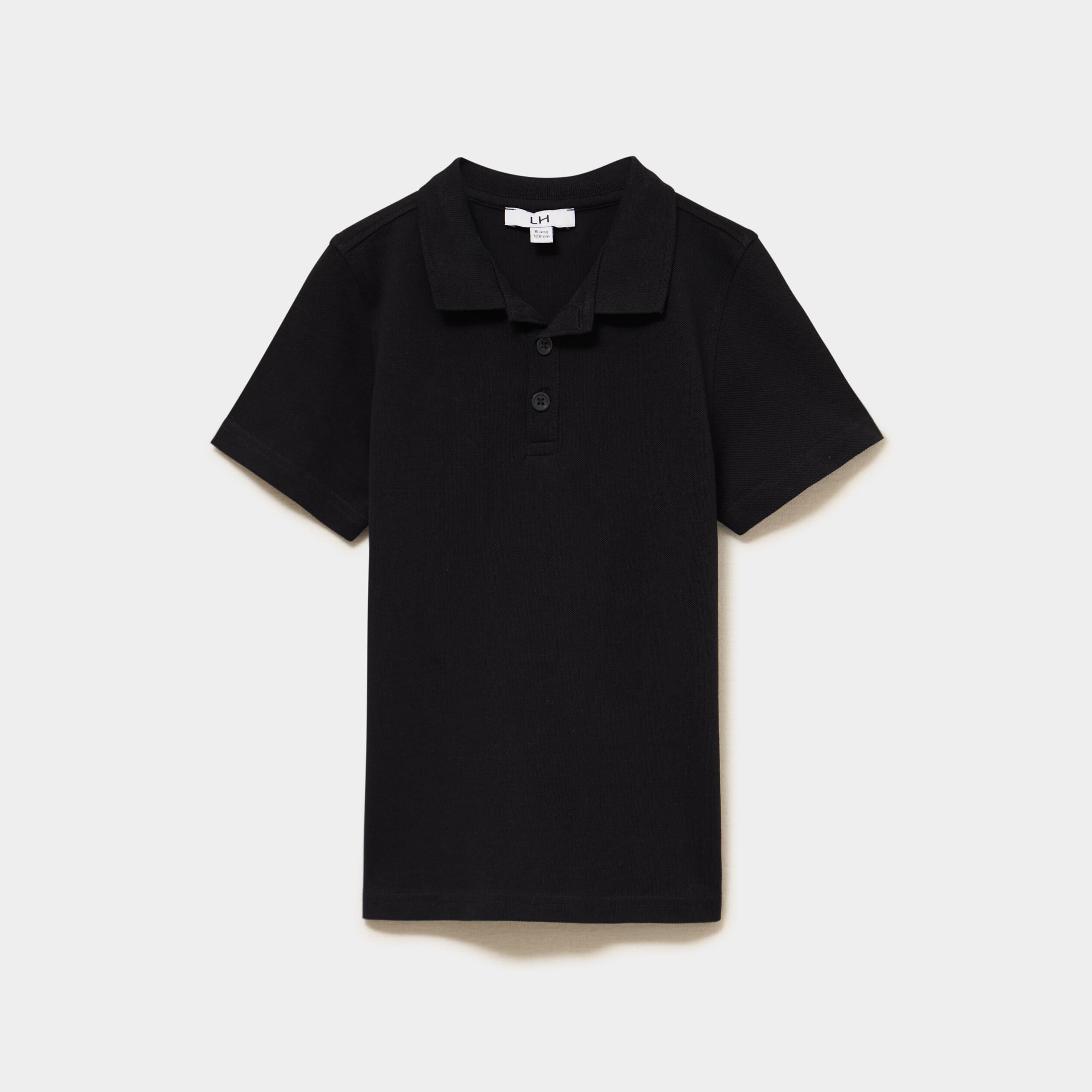 Polo manches courtes &agrave; d&eacute;tail brod&eacute; noir gar&ccedil;on