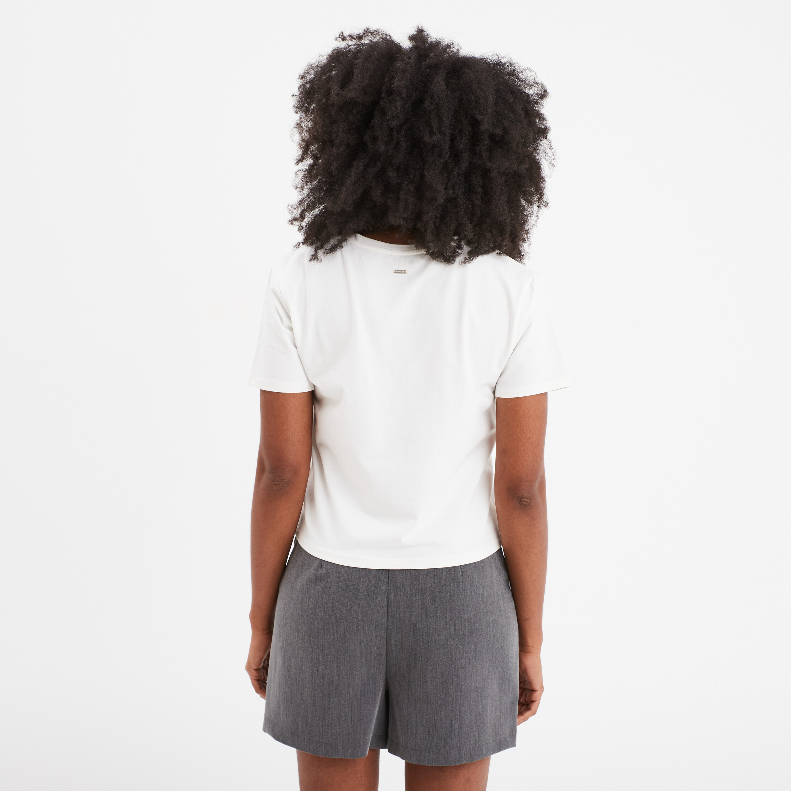 t shirt cropped ajuste broderie creeks blanc femme T-shirt cropped ajusté broderie Creeks blanc femme