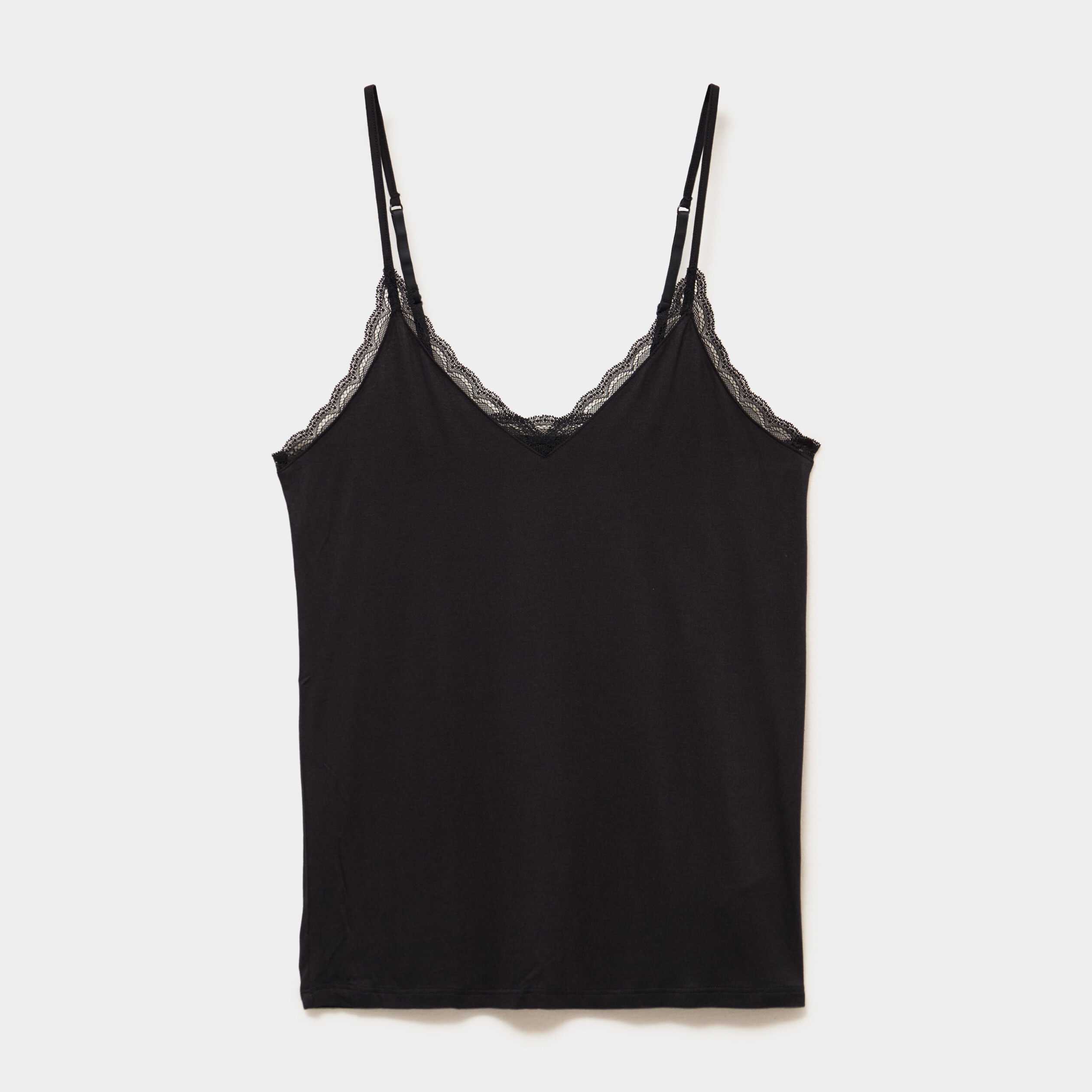Haut de pyjama d&eacute;bardeur &agrave; bretelles noir femme