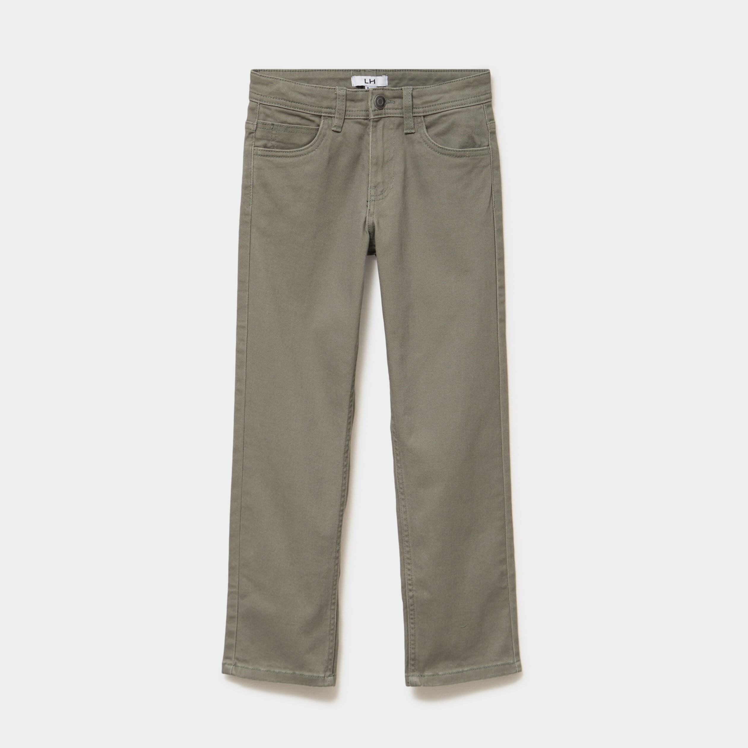 Pantalon regular coton majoritaire vert kaki gar&ccedil;on