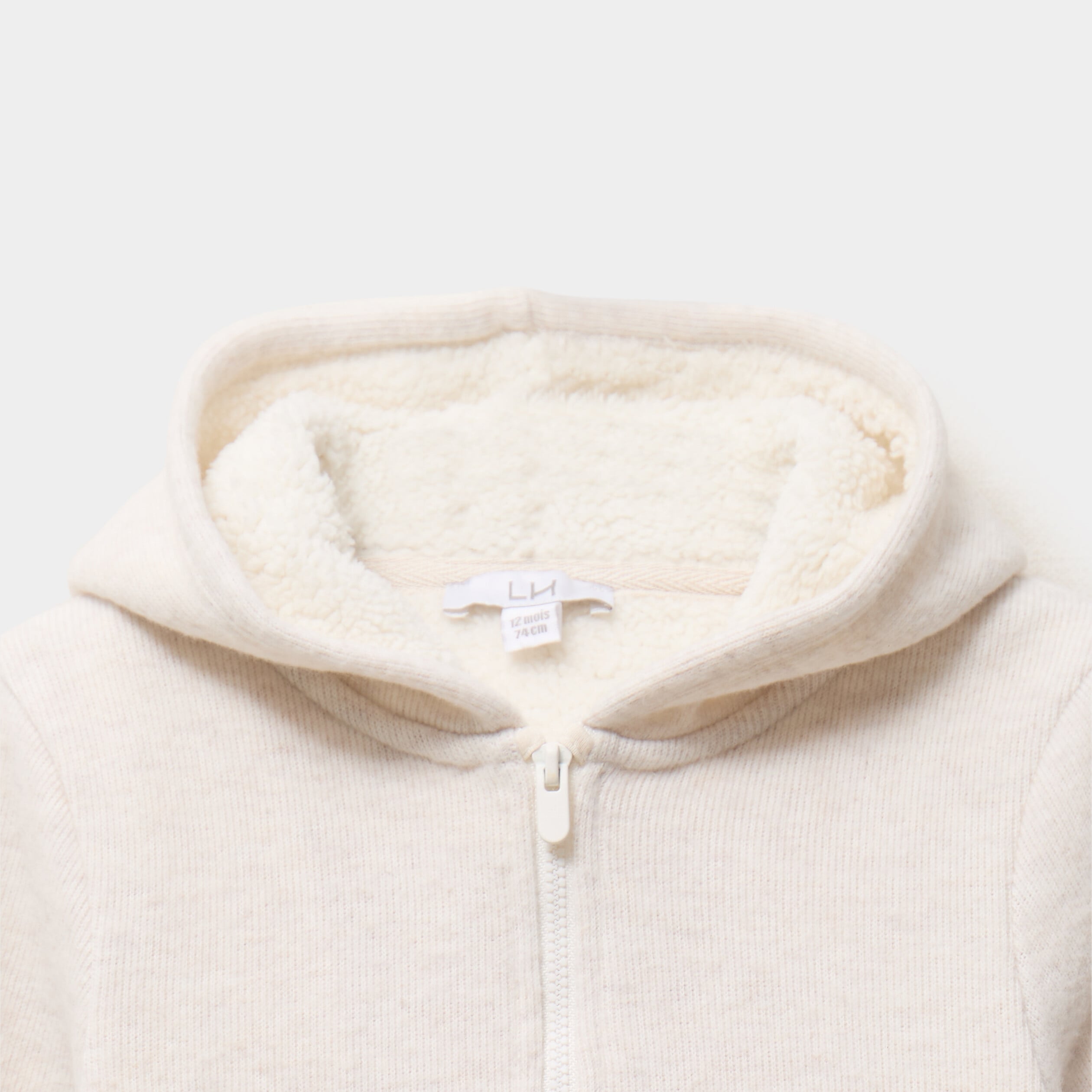 Gilet c&ocirc;tel&eacute; doubl&eacute; &agrave; capuche beige b&eacute;b&eacute; gar&ccedil;on