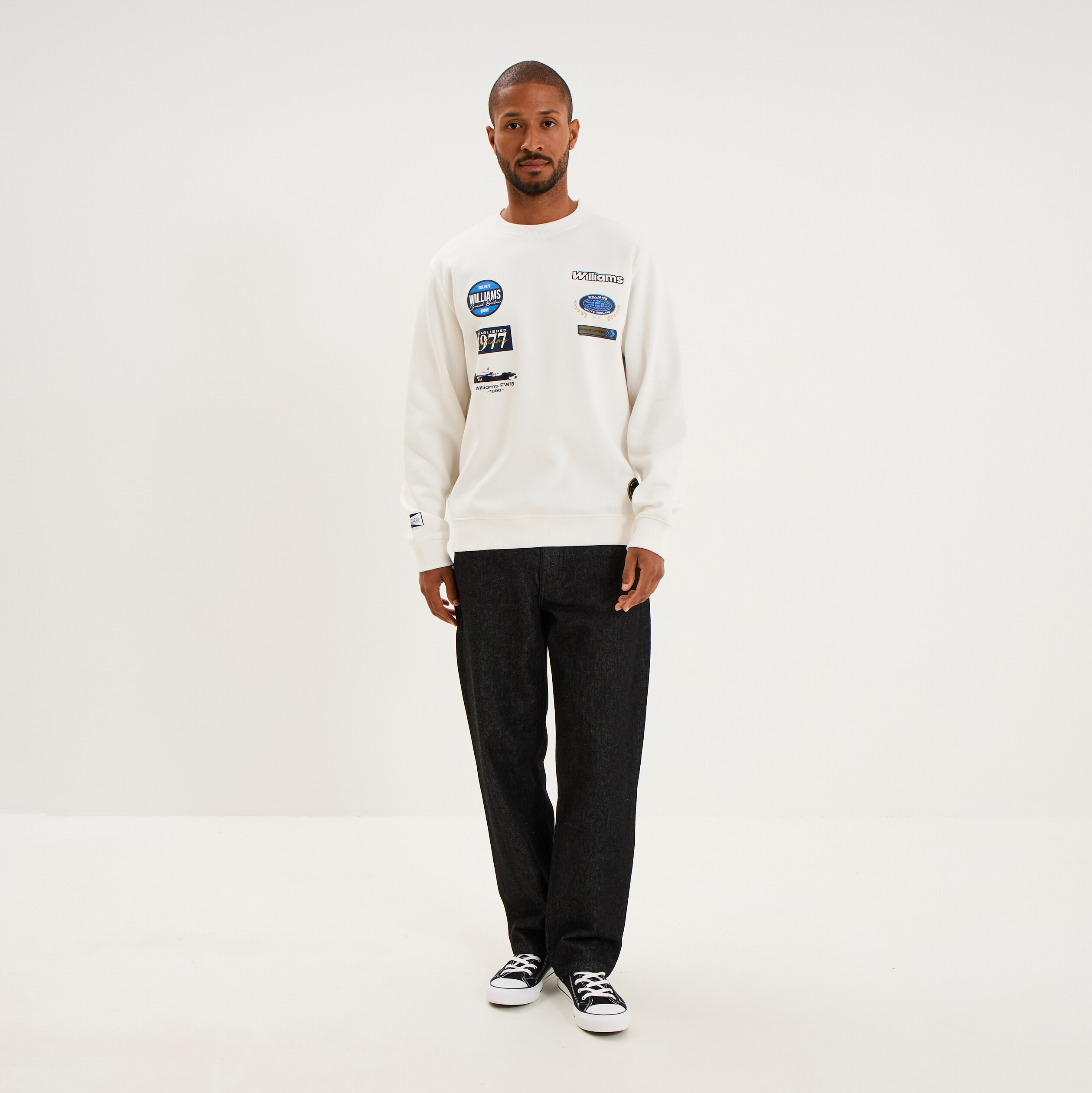 Sweat relax col rond Williams F1 blanc homme